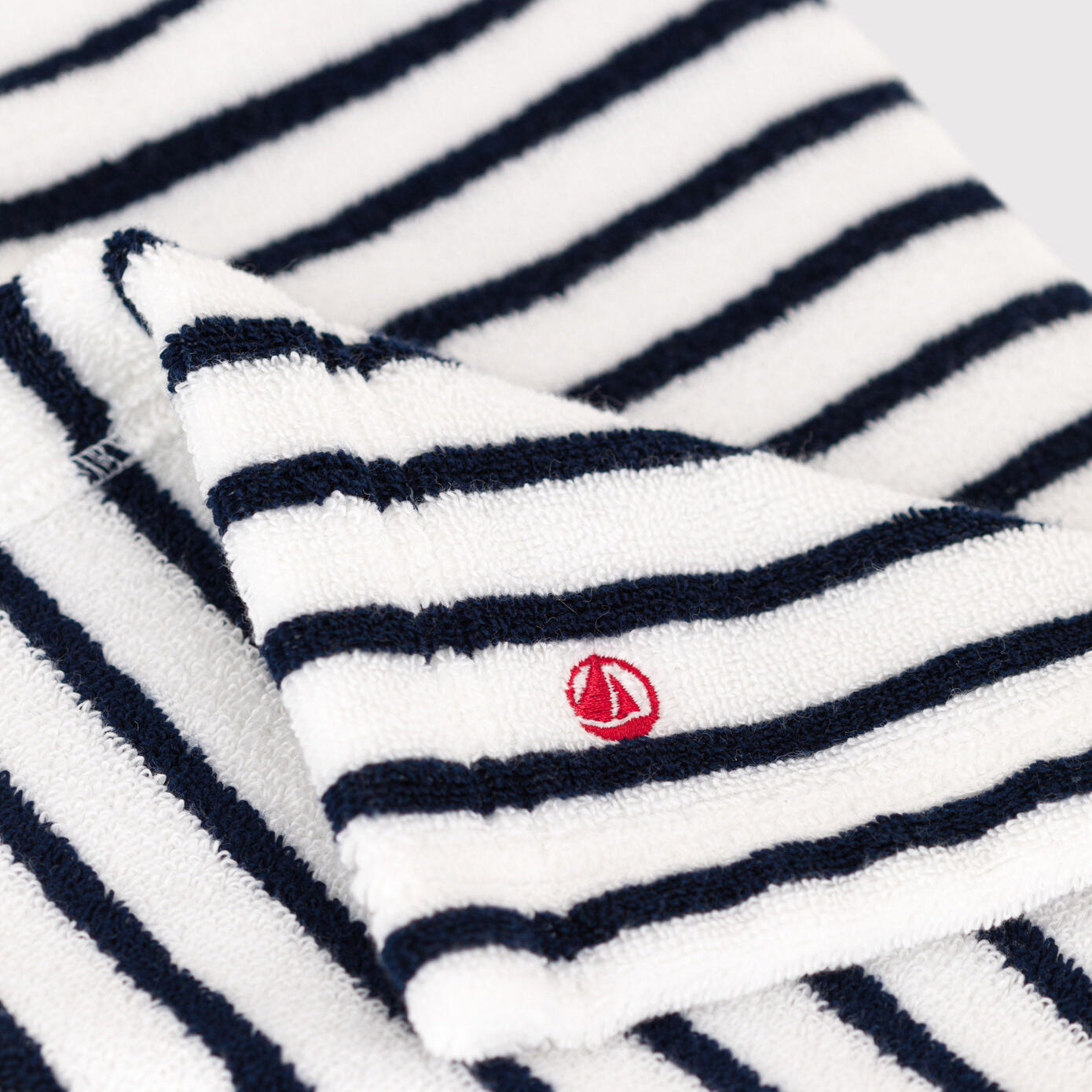 Serviette de bain en coton à rayures bleu marine pour bébés garçons et filles