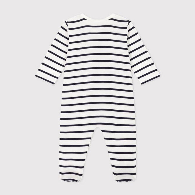 Baby Boys & Girls White Logo Embroidery Cotton Jumpsuit