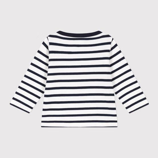 Baby Boys Navy Blue Stripe Cotton T-Shirt