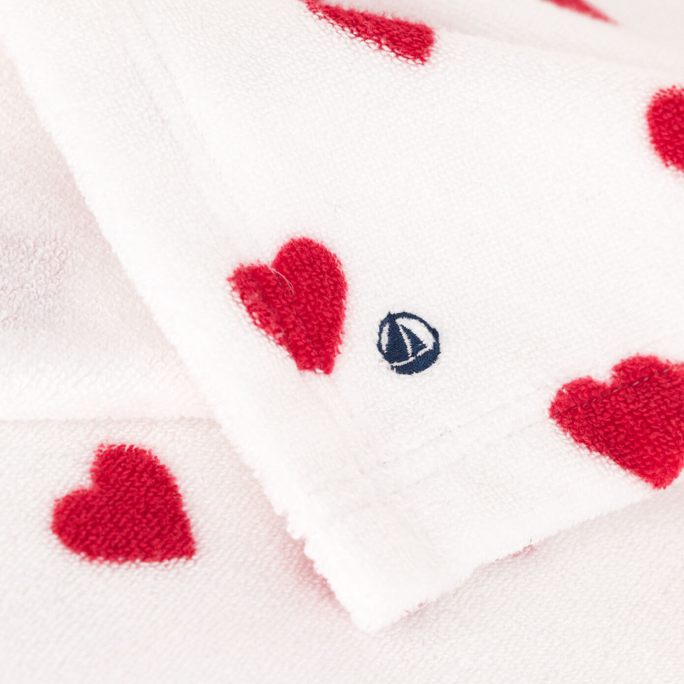 Serviette de bain en coton blanche à cœur pour bébés garçons et filles