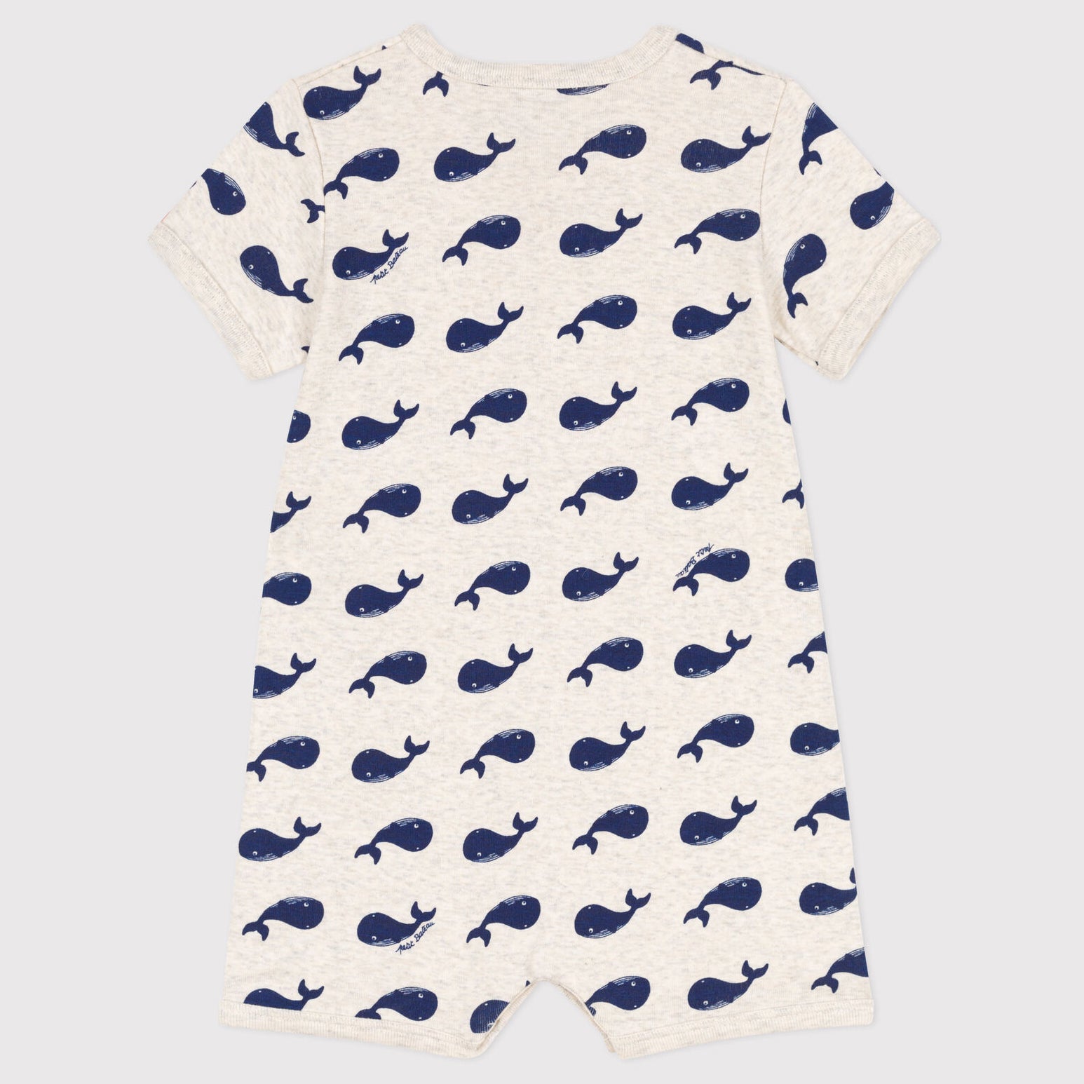 Baby Boys Grey Printed Cotton Babysuit