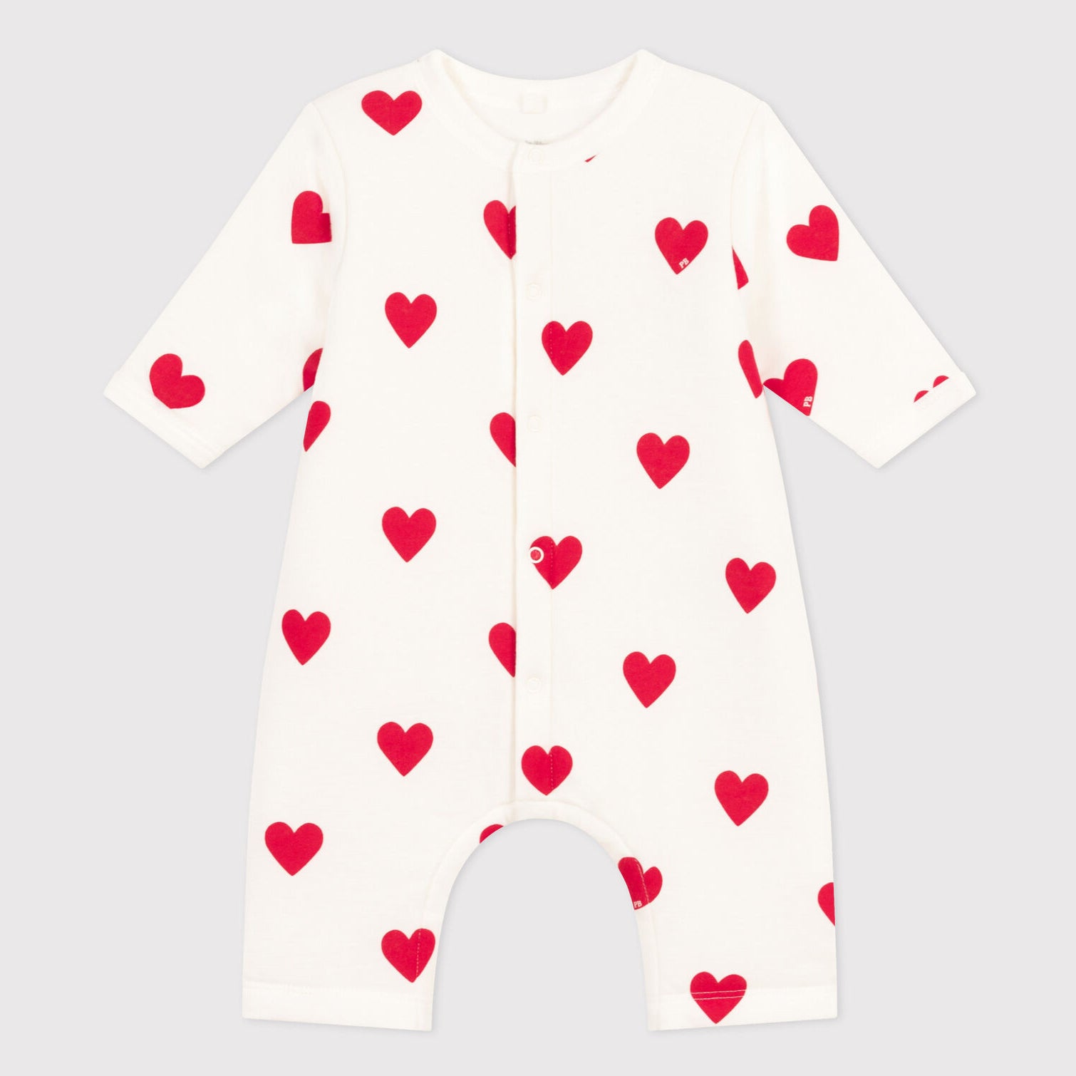 Baby Boys & Girls White Heart Cotton Babysuit