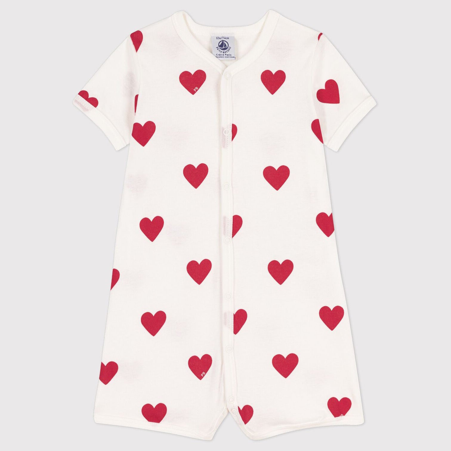 Baby Boys & Girls White Heart Cotton Babysuit