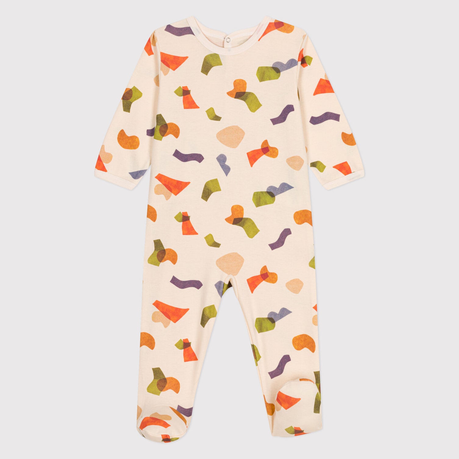 Baby Boys & Girls Beige Printed Cotton Babysuit