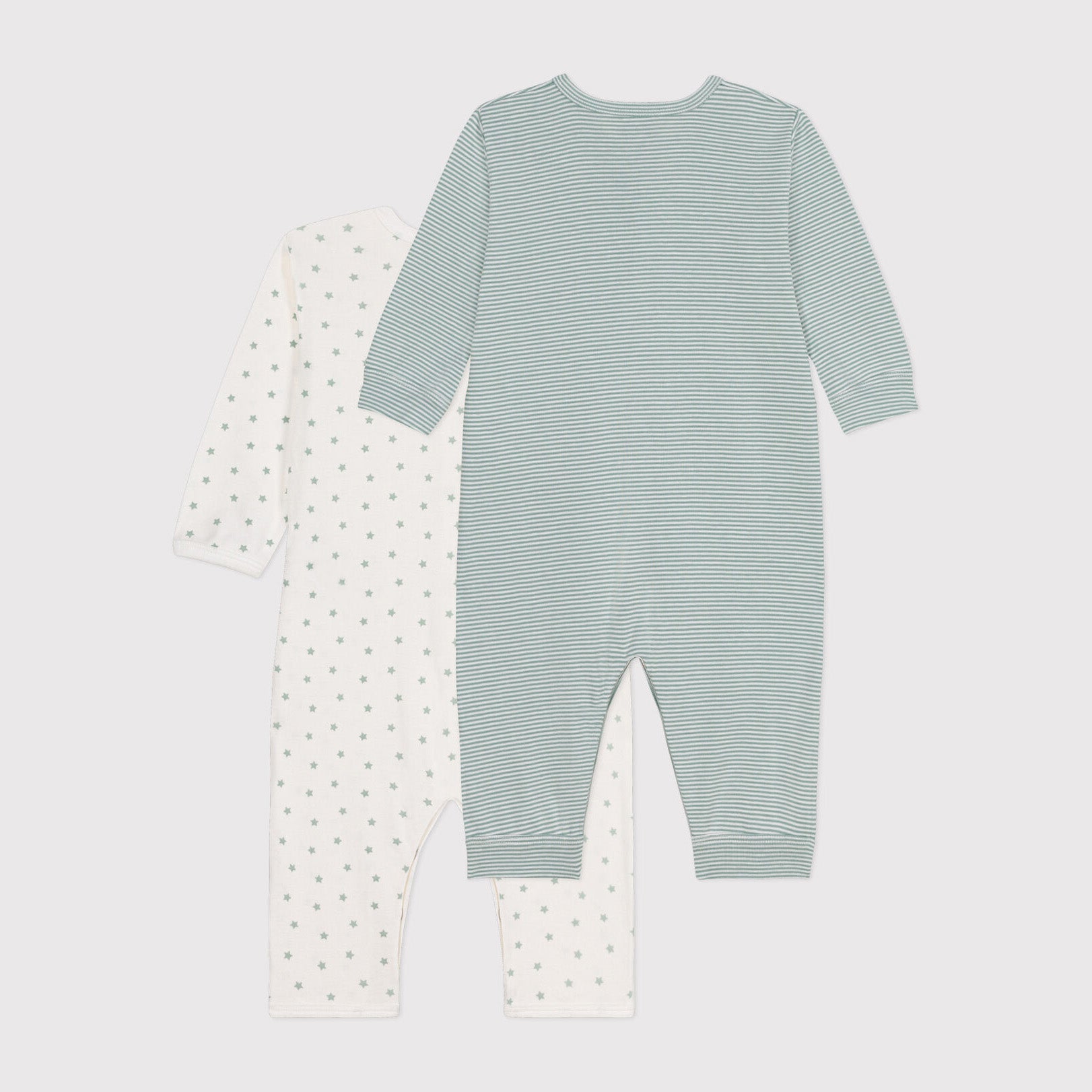 Baby Boys & Girls Green Stripes Cotton Babysuit Set(2 Pack)