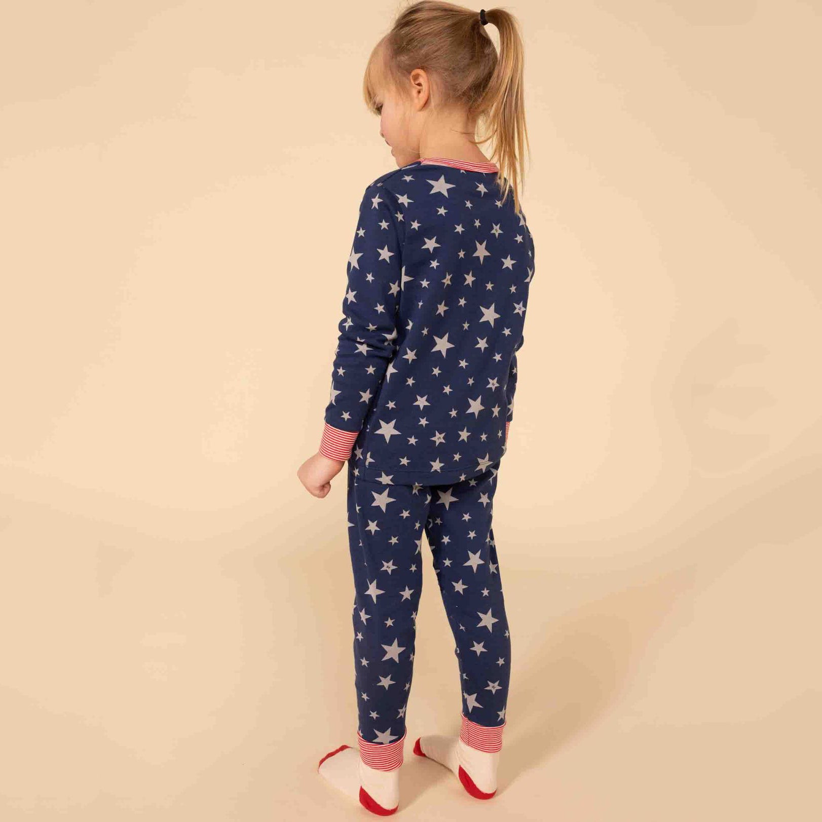 Boys & Girls Navy Star Cotton Nightwear Set