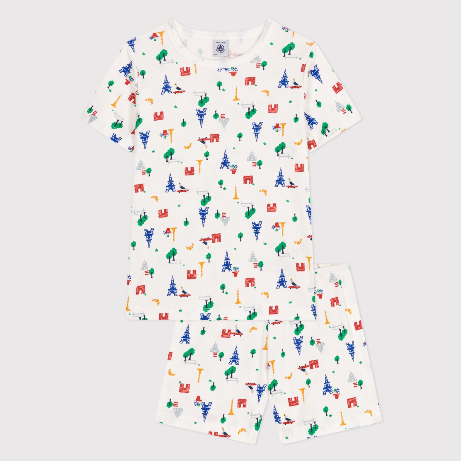 Boys & Girls White Printed Cotton Nightwear Set