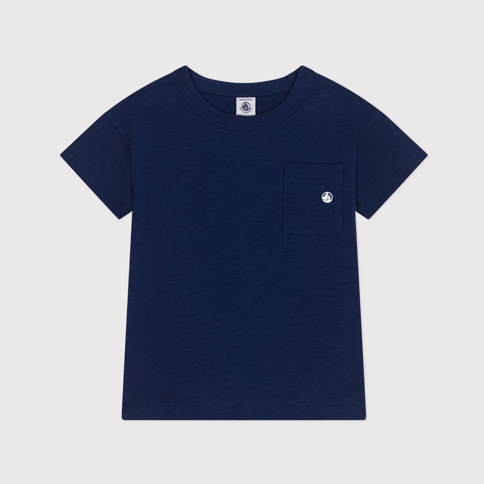 Boys Blue Navy Logo Embroidery Cotton T-Shirt