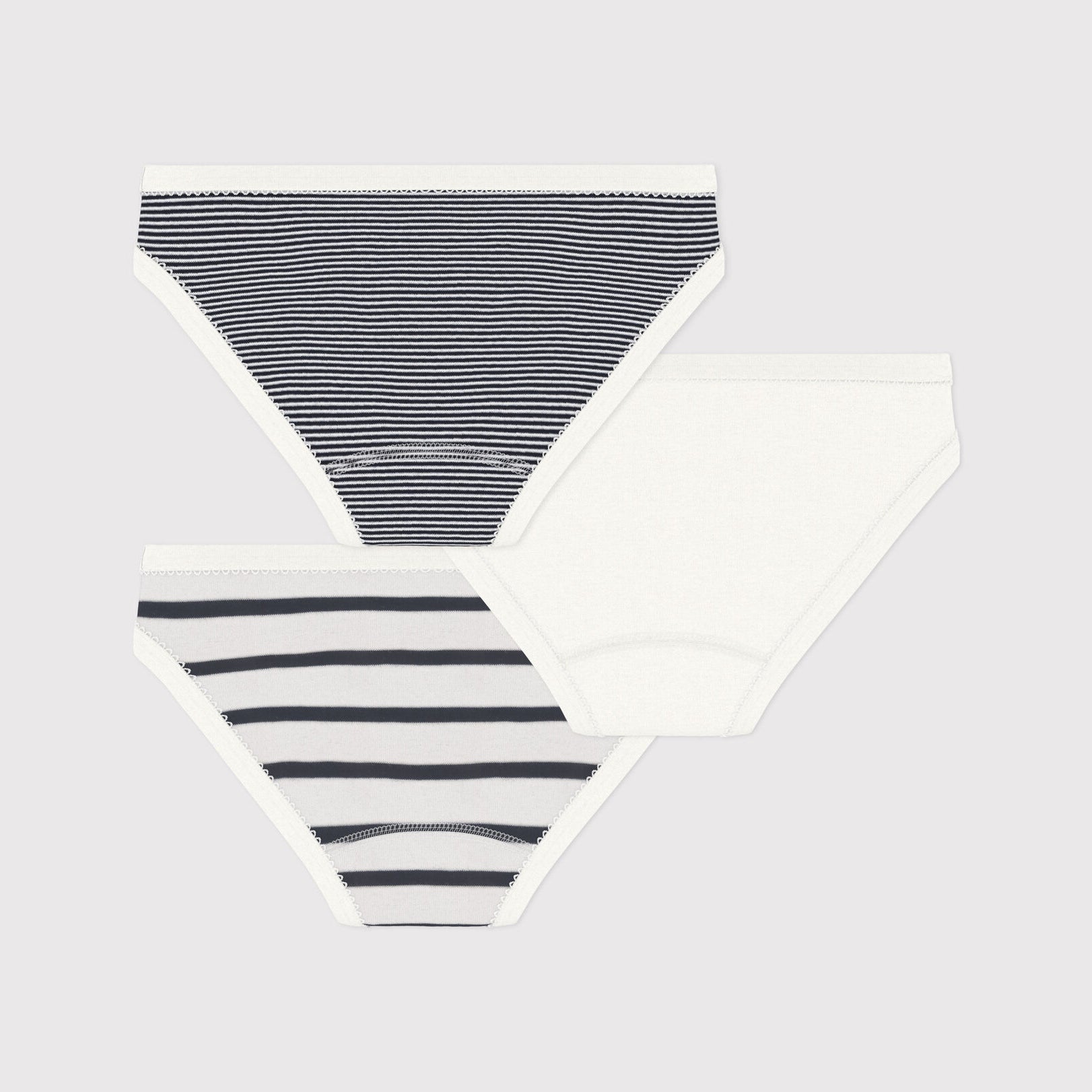 Girls White Stripes Cotton Underwear Set(3 Pack)