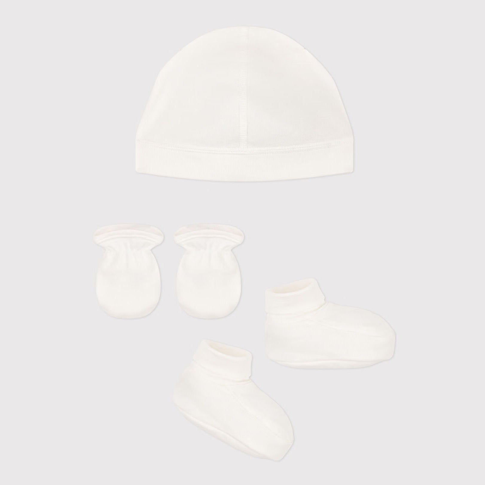 Baby Boys & Girls White Cotton Hat & Booties Set