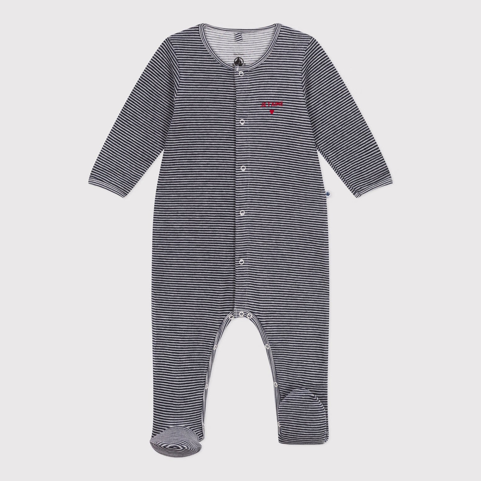 Baby Boys & Girls Navy Stripes Cotton Babysuit