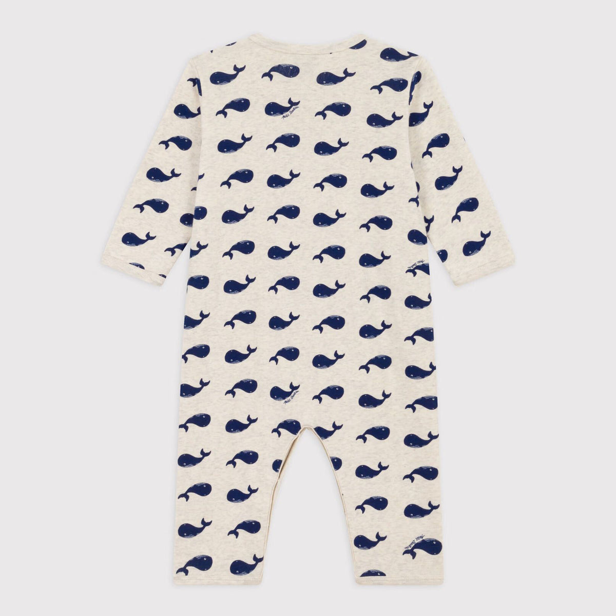 Baby Boys & Girls Beige Whale Printed Cotton Babysuit