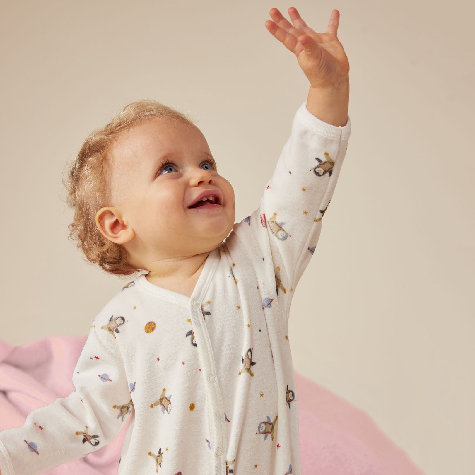 Grenouillère blanche en coton imprimé pour bébés garçons et filles