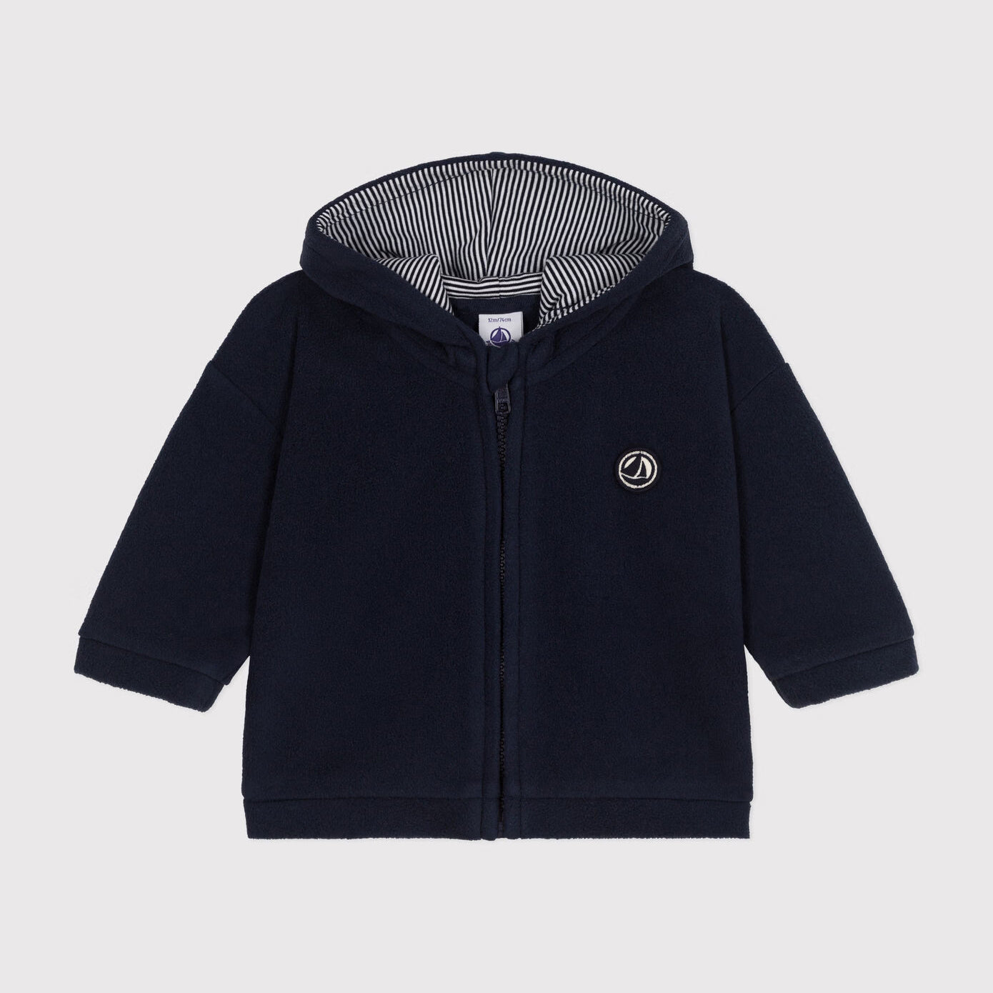 Baby Boys Navy Cotton Zip-Up Top