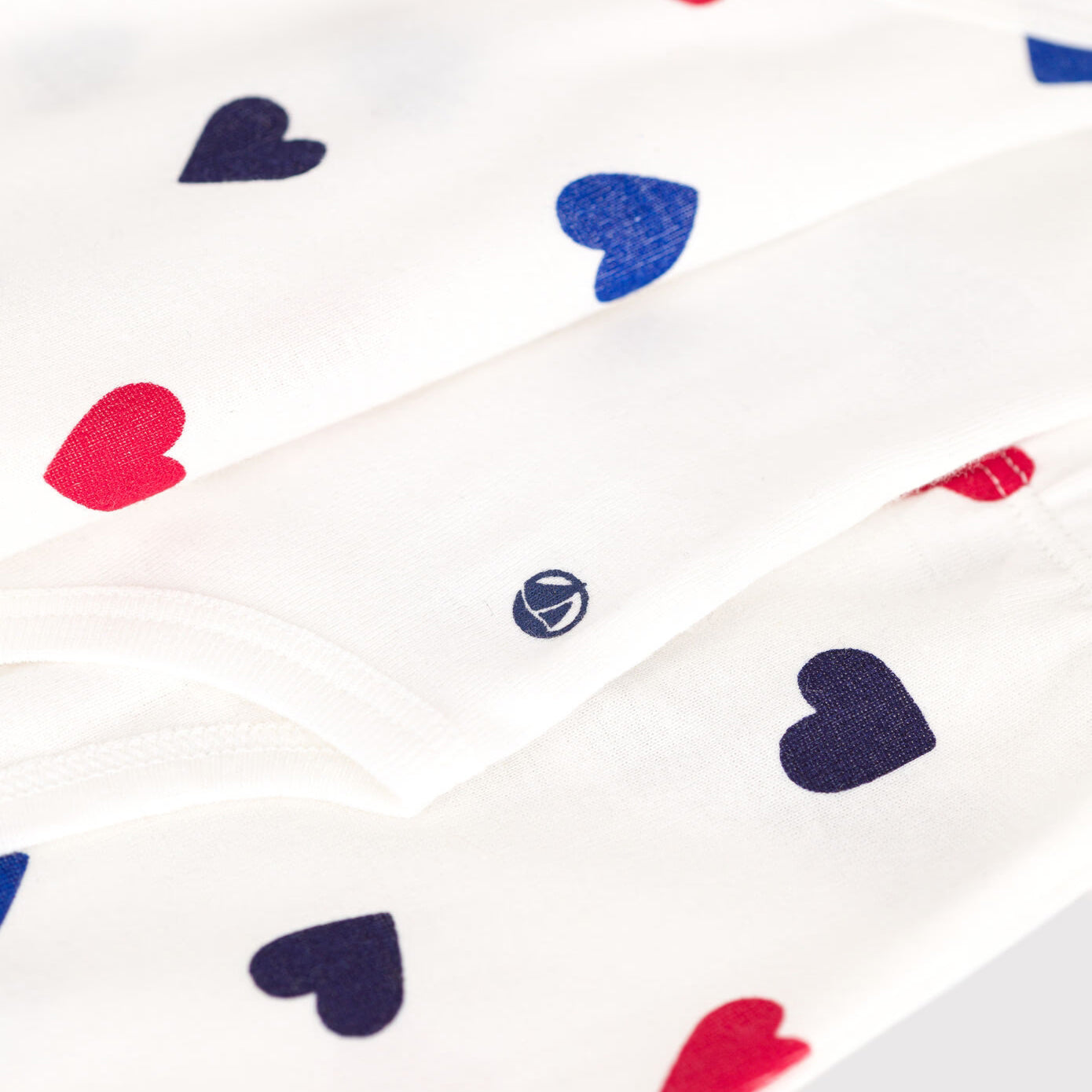 Ensemble 3 pièces en coton pour bébés garçons et filles motif cœurs blancs