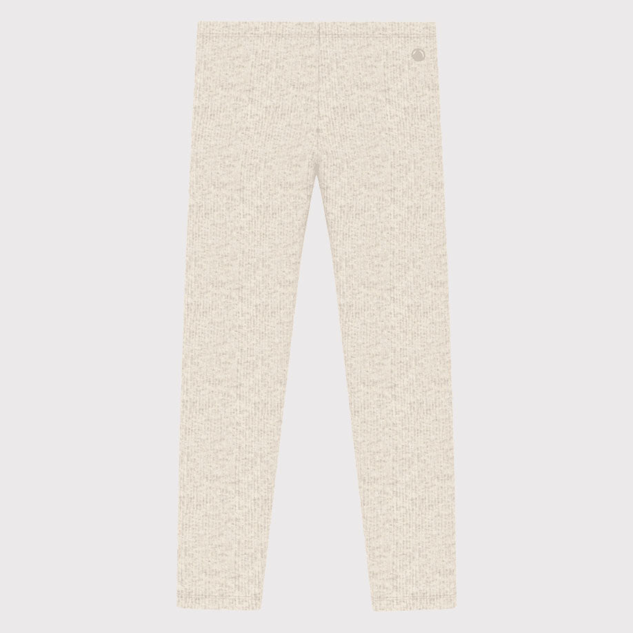 Girls Beige Cotton Leggings