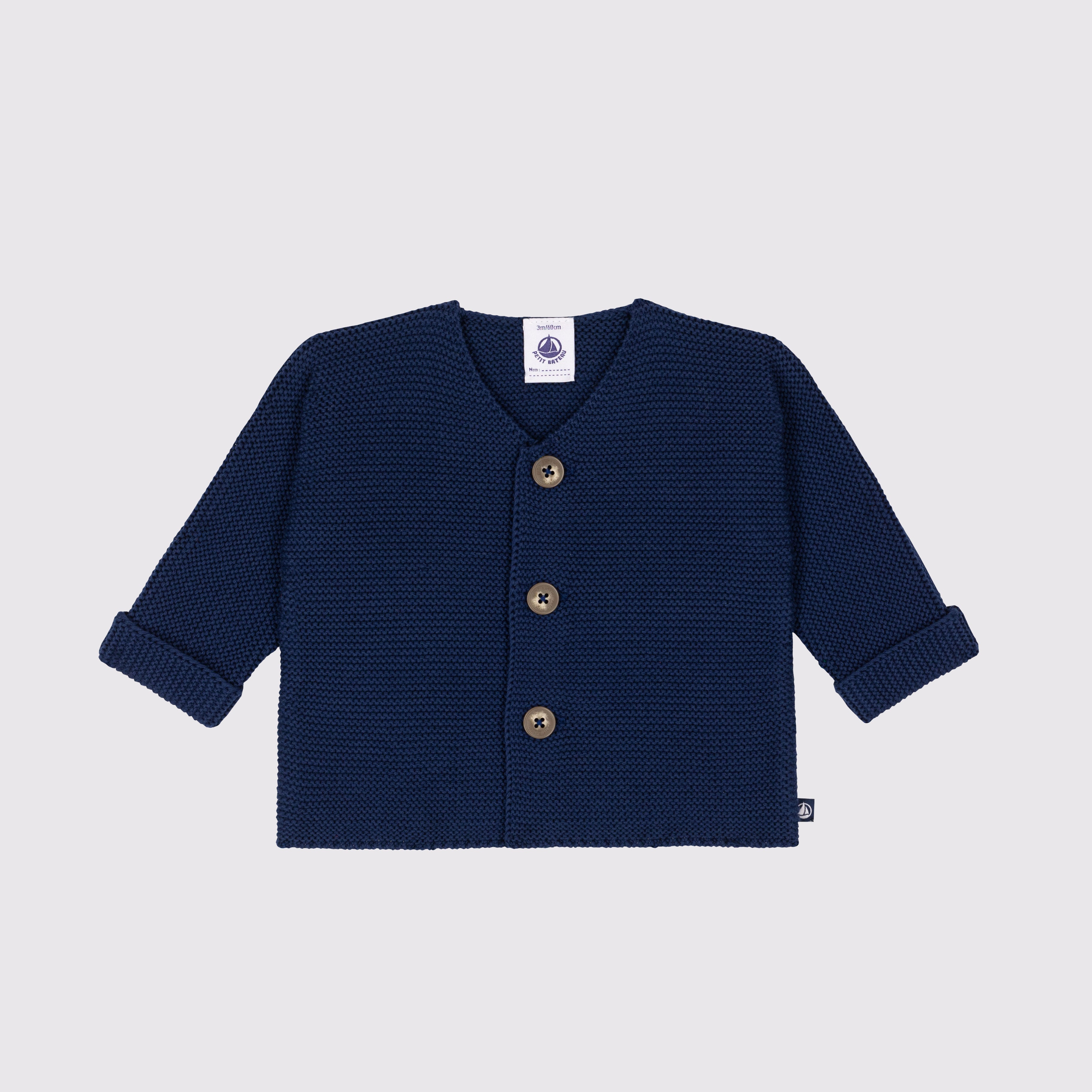 Baby Boys & Girls Dark Blue Cotton Cardigan