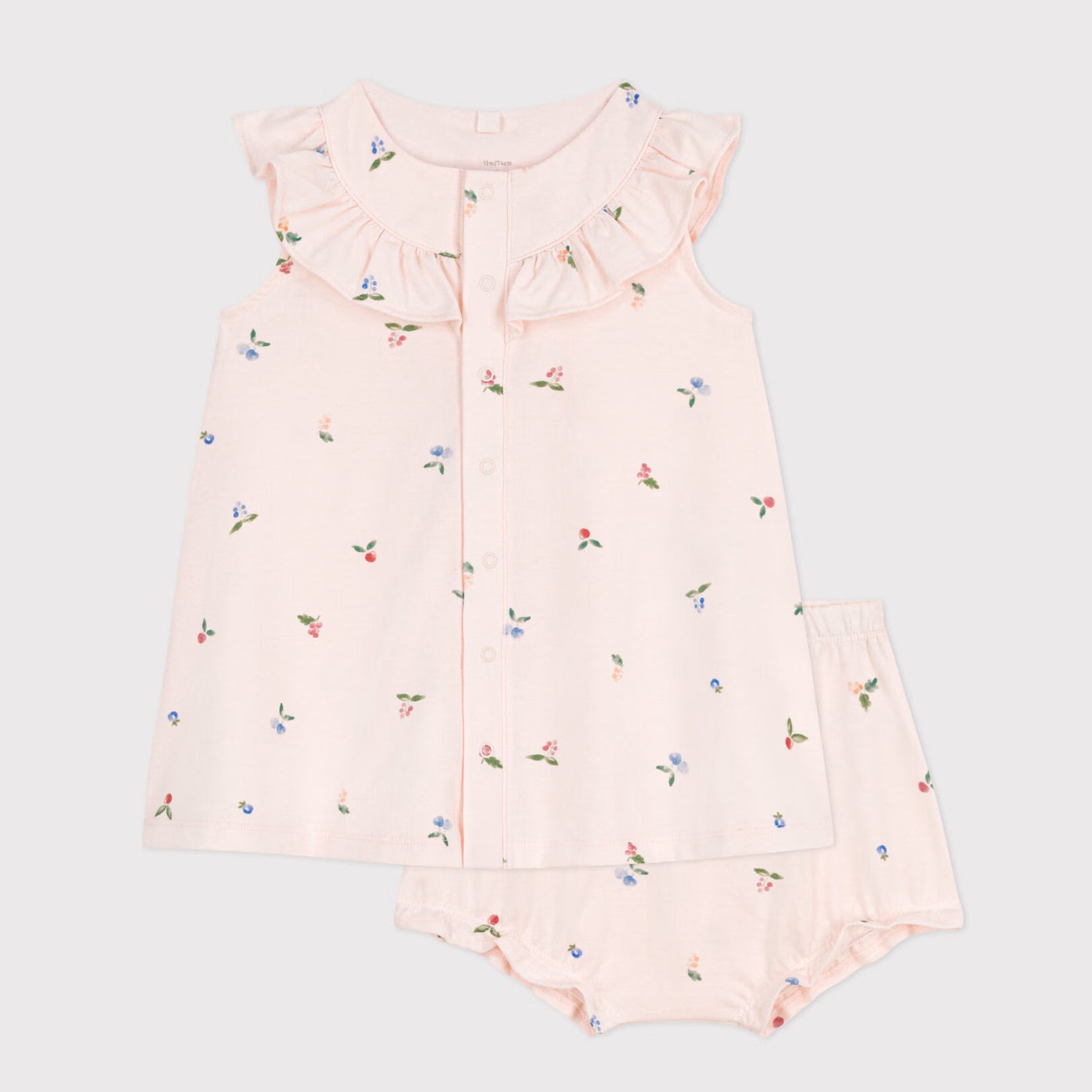 Baby Pink Floral Cotton Dress Set