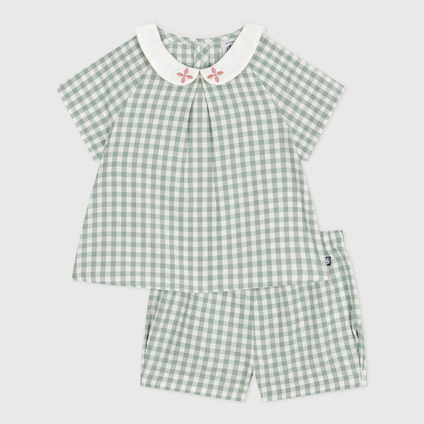 Baby Girls Green Check Cotton Set
