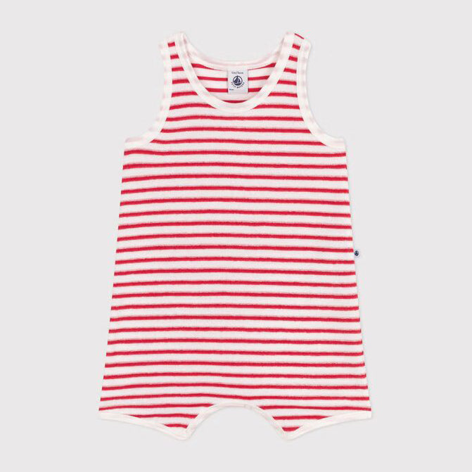 Baby Girls Red Stripe Cotton Jumpsuit