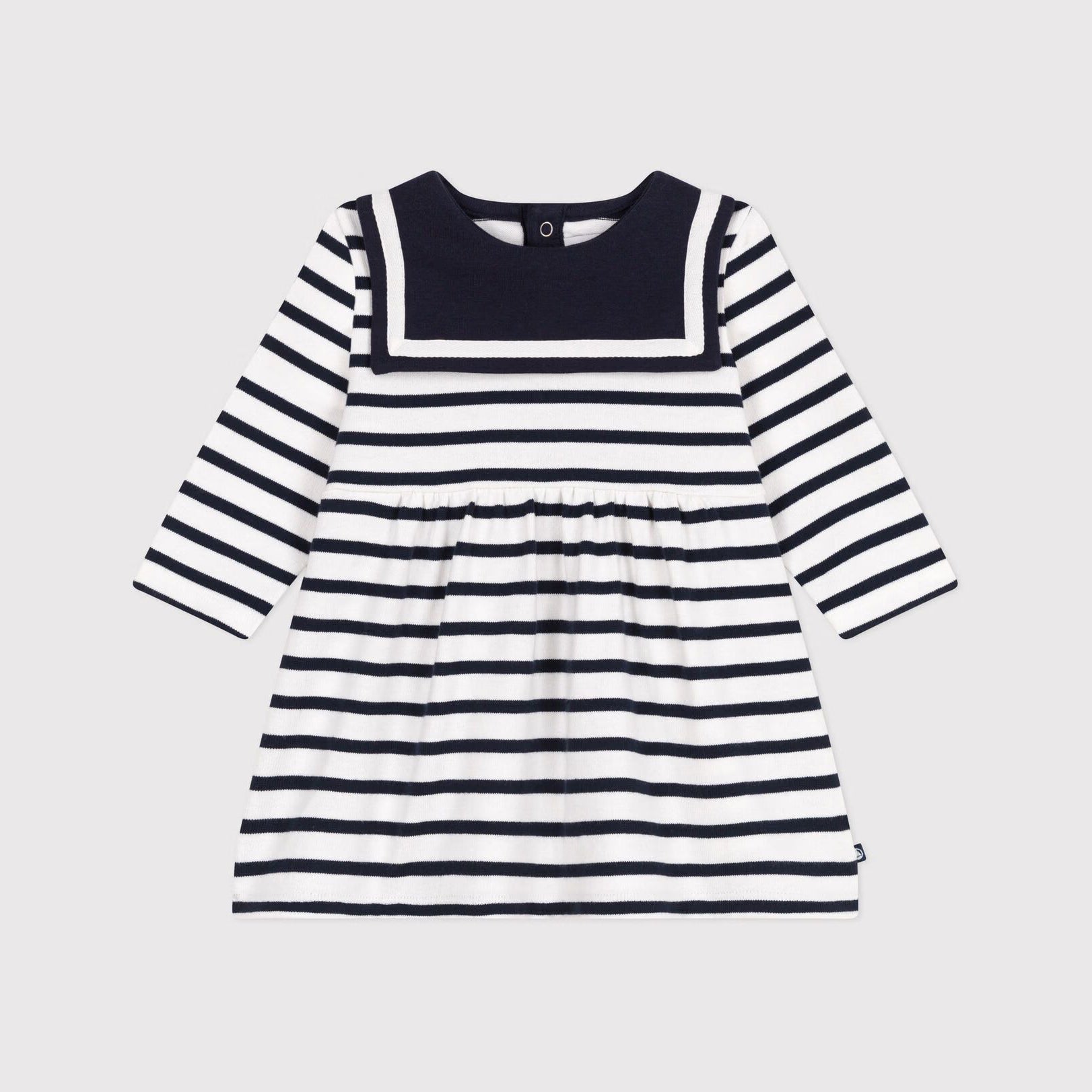 Baby Girls Dark Blue Stripes Cotton Dress
