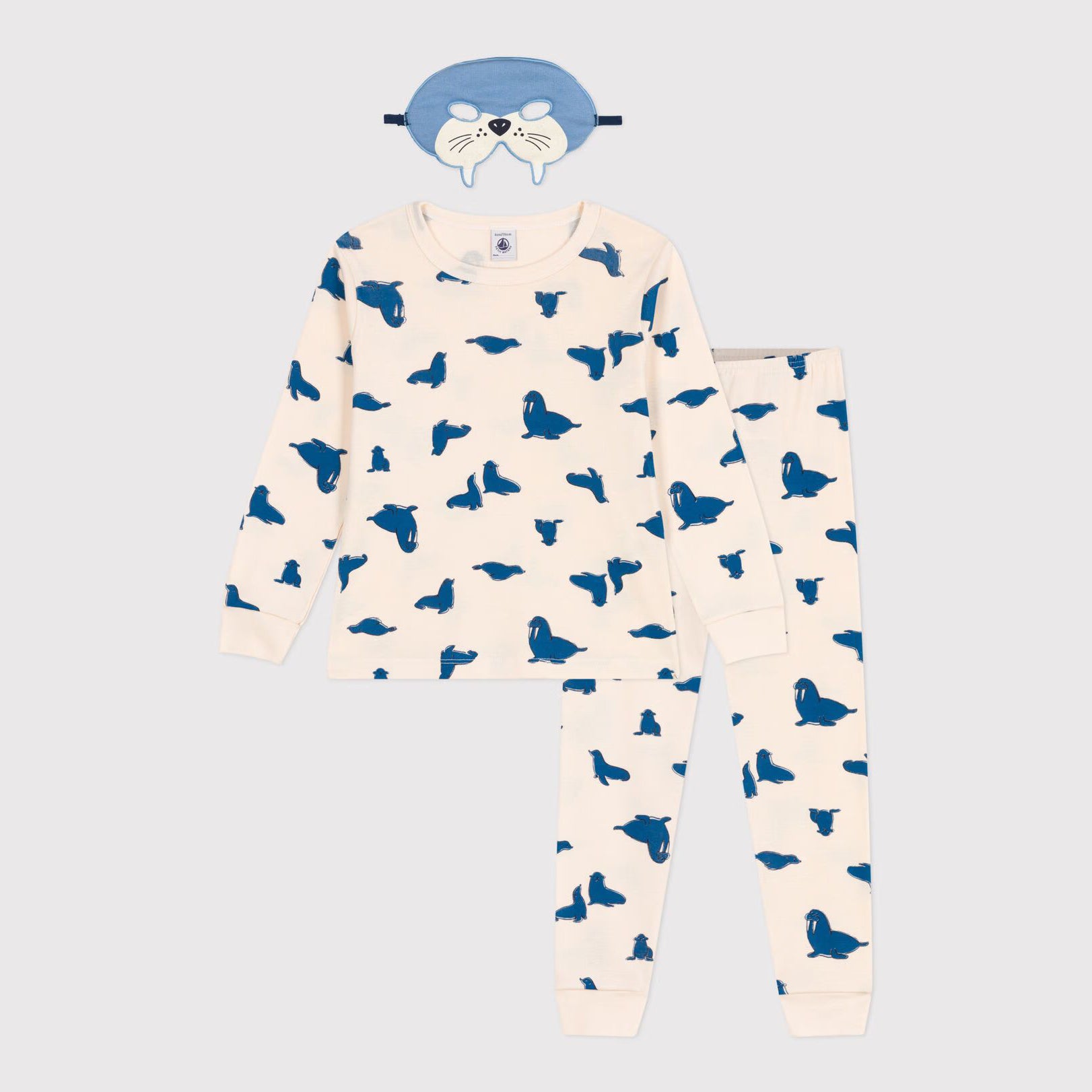 Boys Beige Printed Cotton Nightwear Set