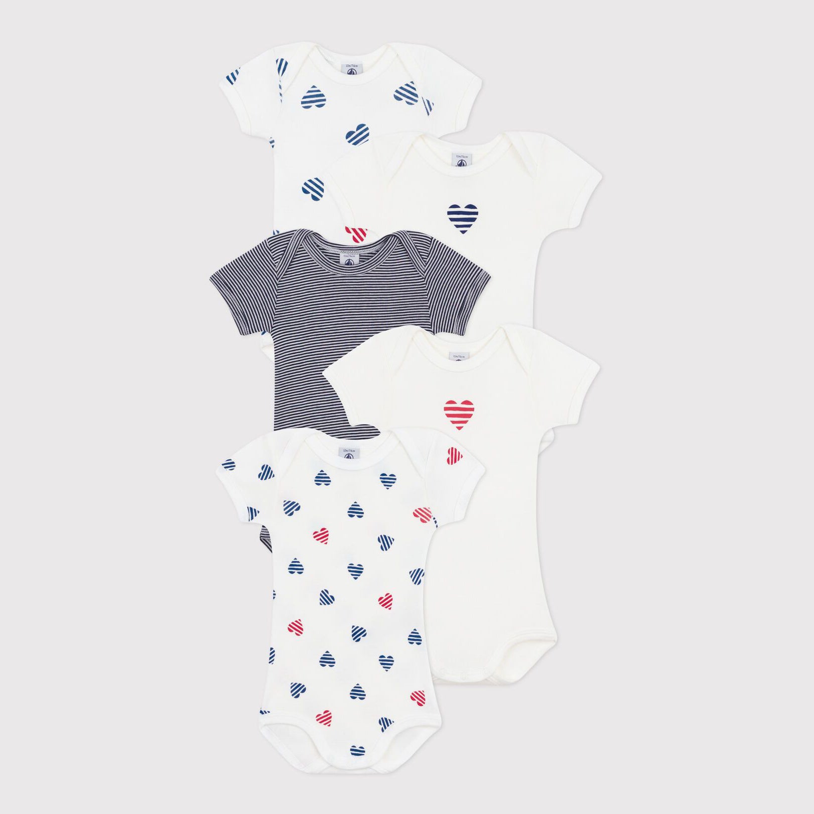 Baby Boys & Girls White Cotton Babysuit Set(5 Pack)