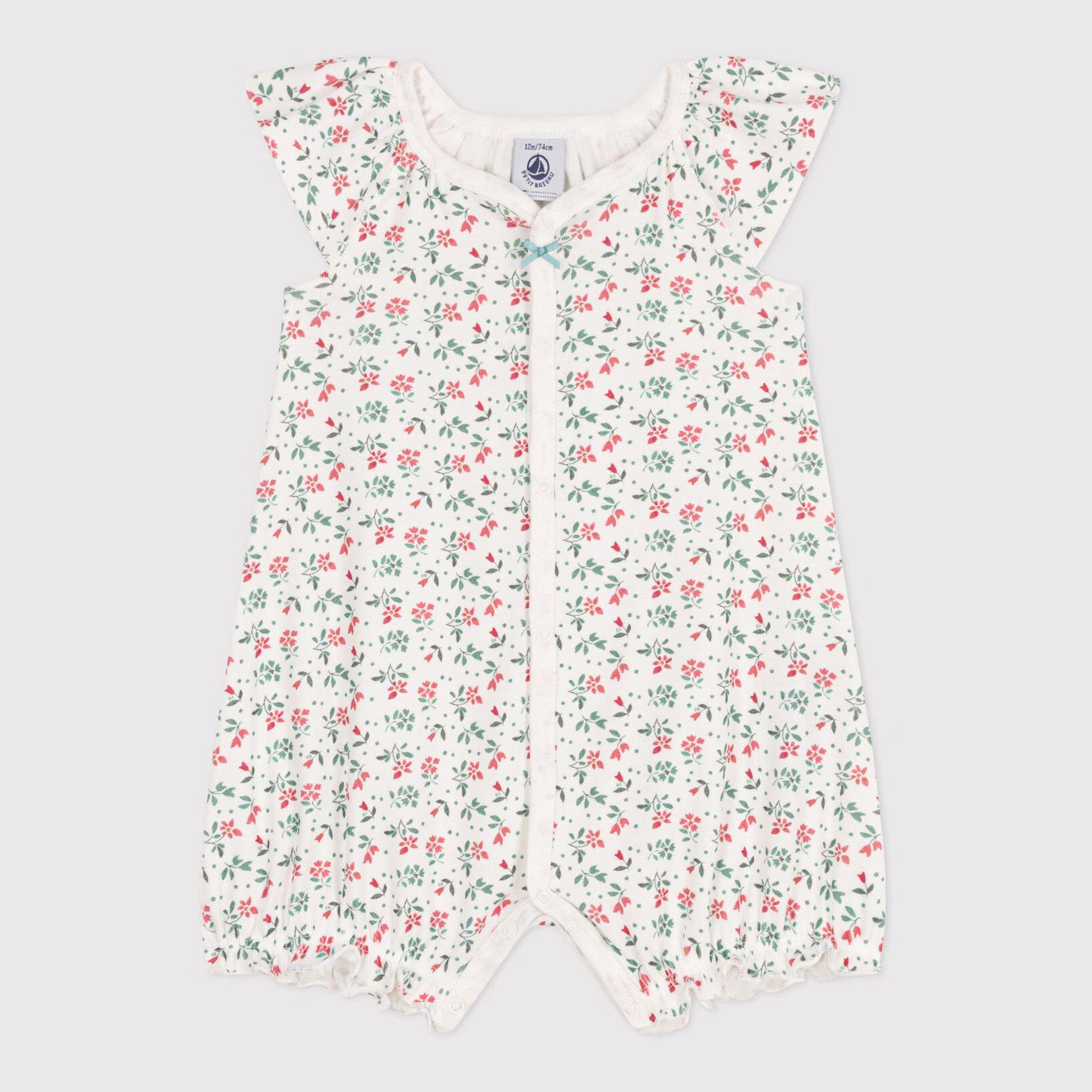Baby Girls White Floral Cotton Babysuit