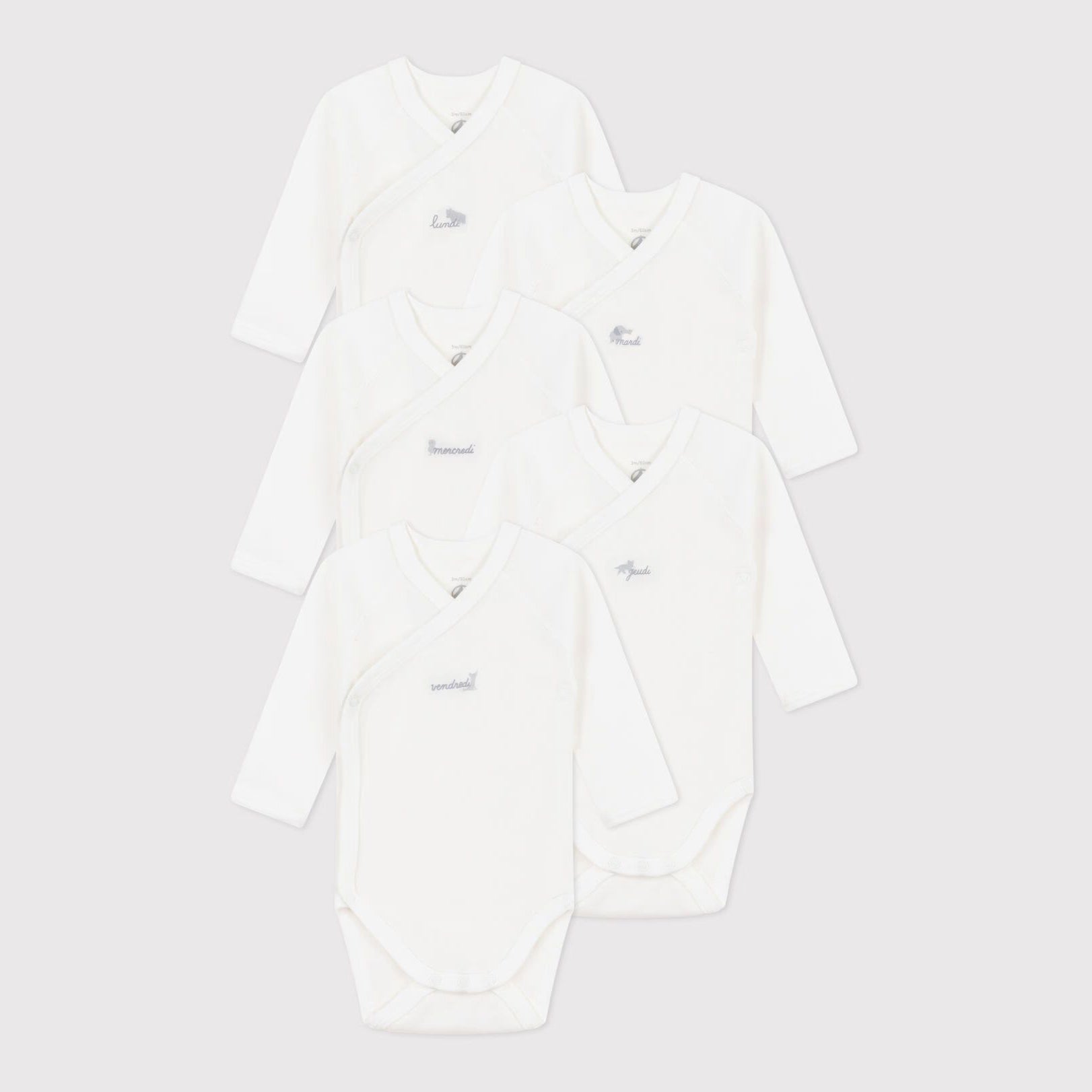 Baby Boys & Girls White Cotton Babysuit Set(5 Pack)