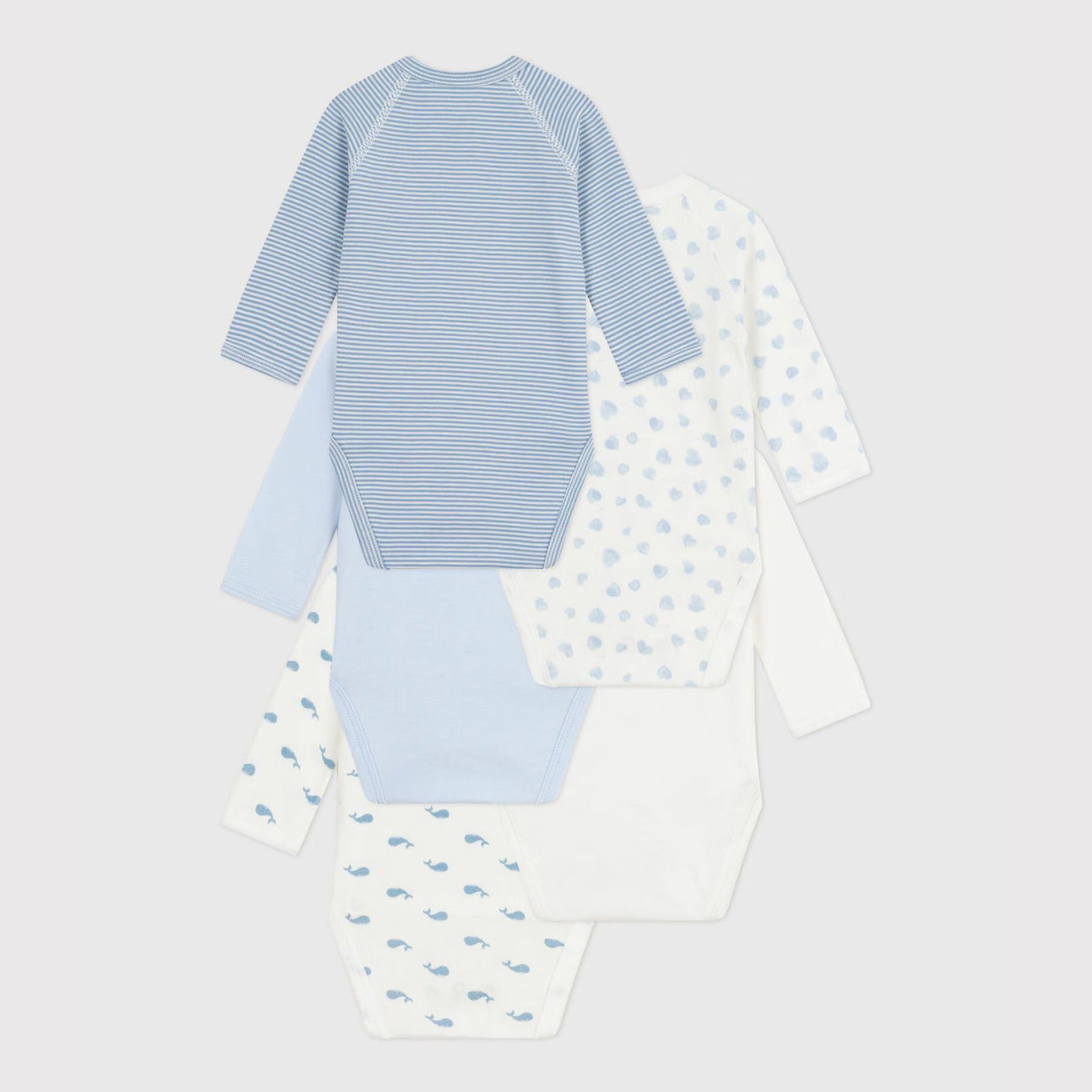 Baby Boys & Girls Light Blue Cotton Babysuit Set(5 Pack)