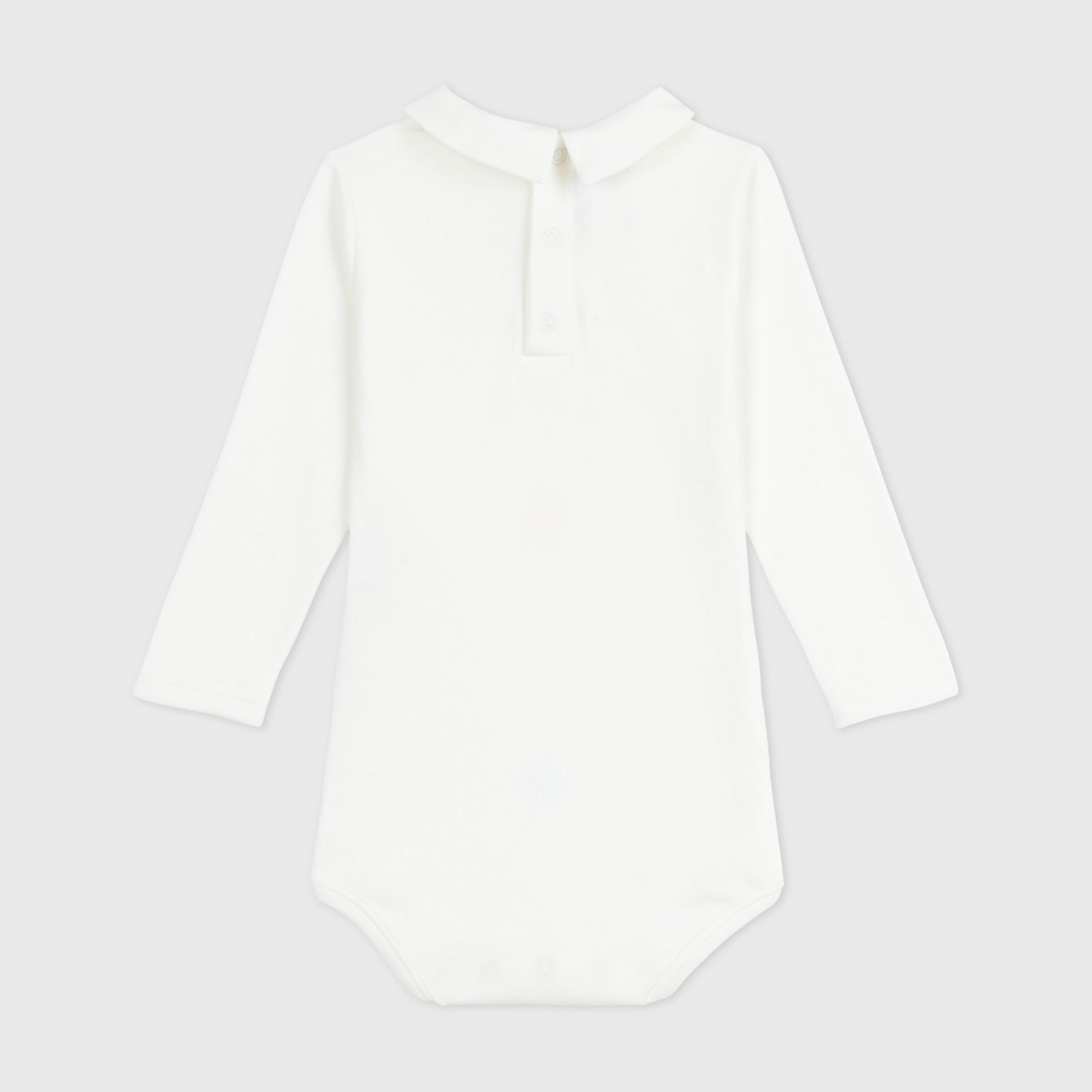 Baby Boys White Embroidered Cotton Babysuit