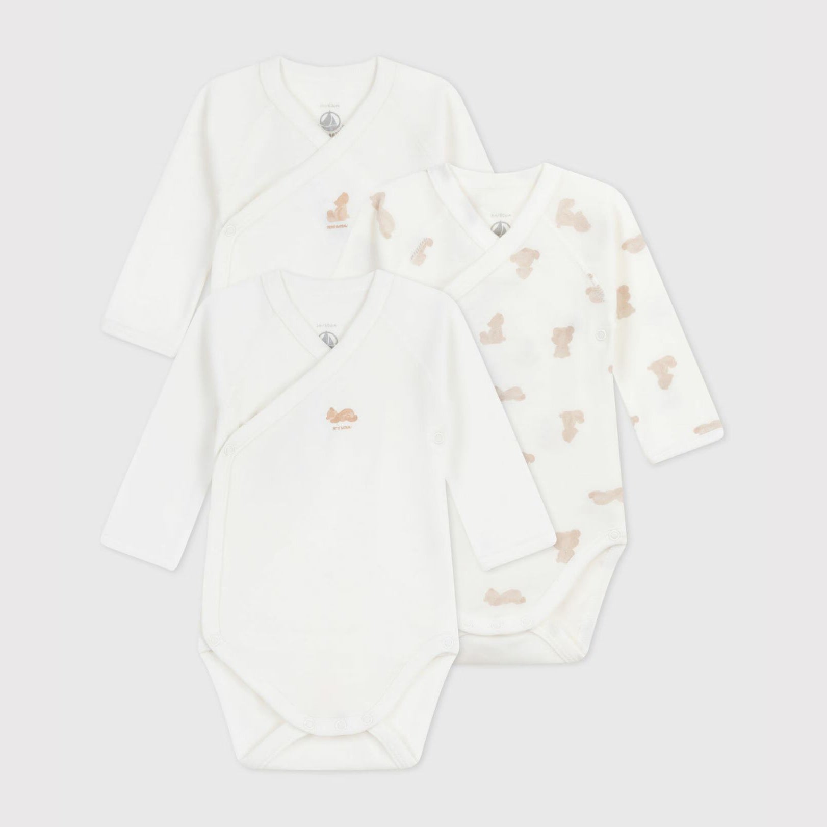 Baby Boys & Girls White Cotton Babysuit Set(3 Pack)