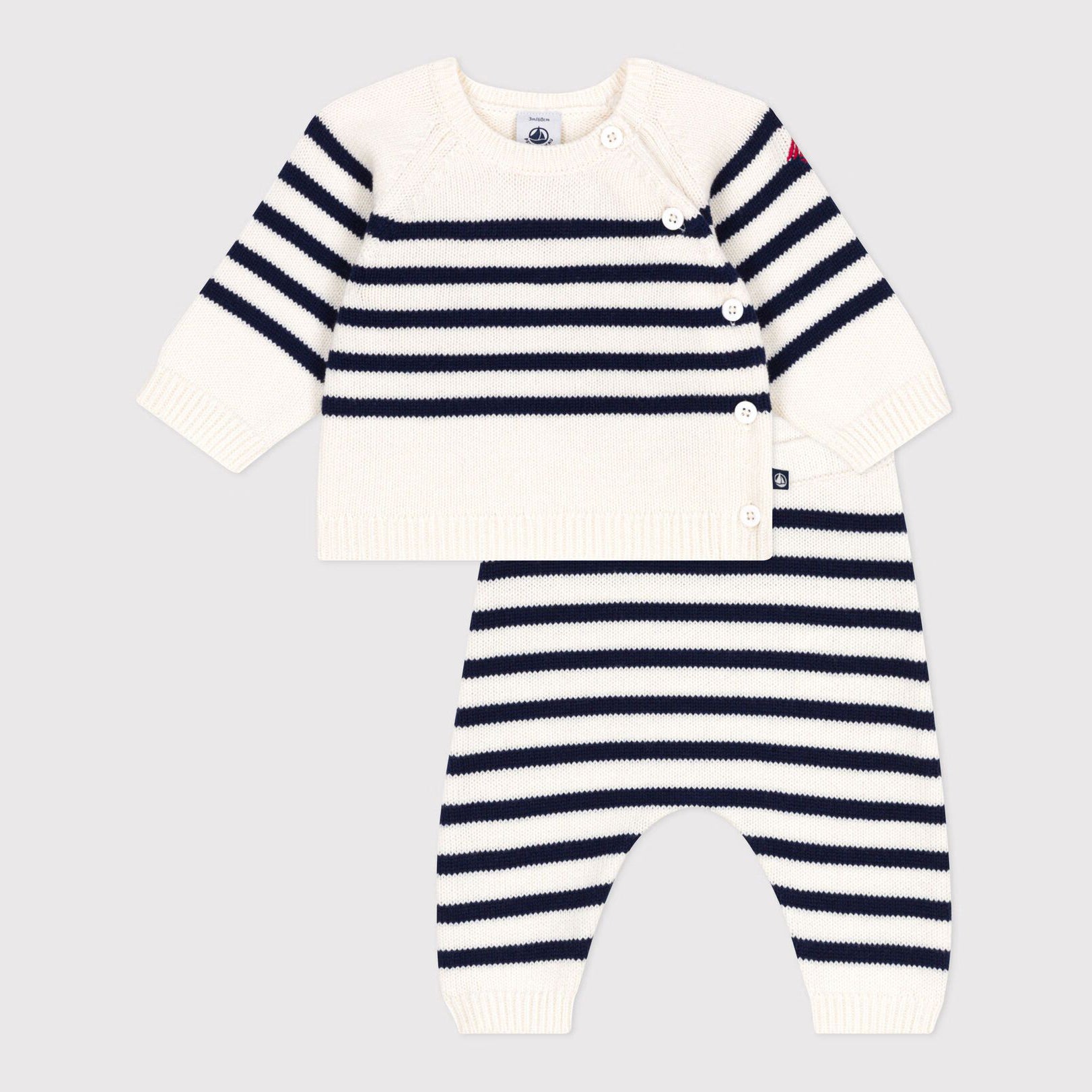 Baby Boys & Girls White Stripes Wool Set