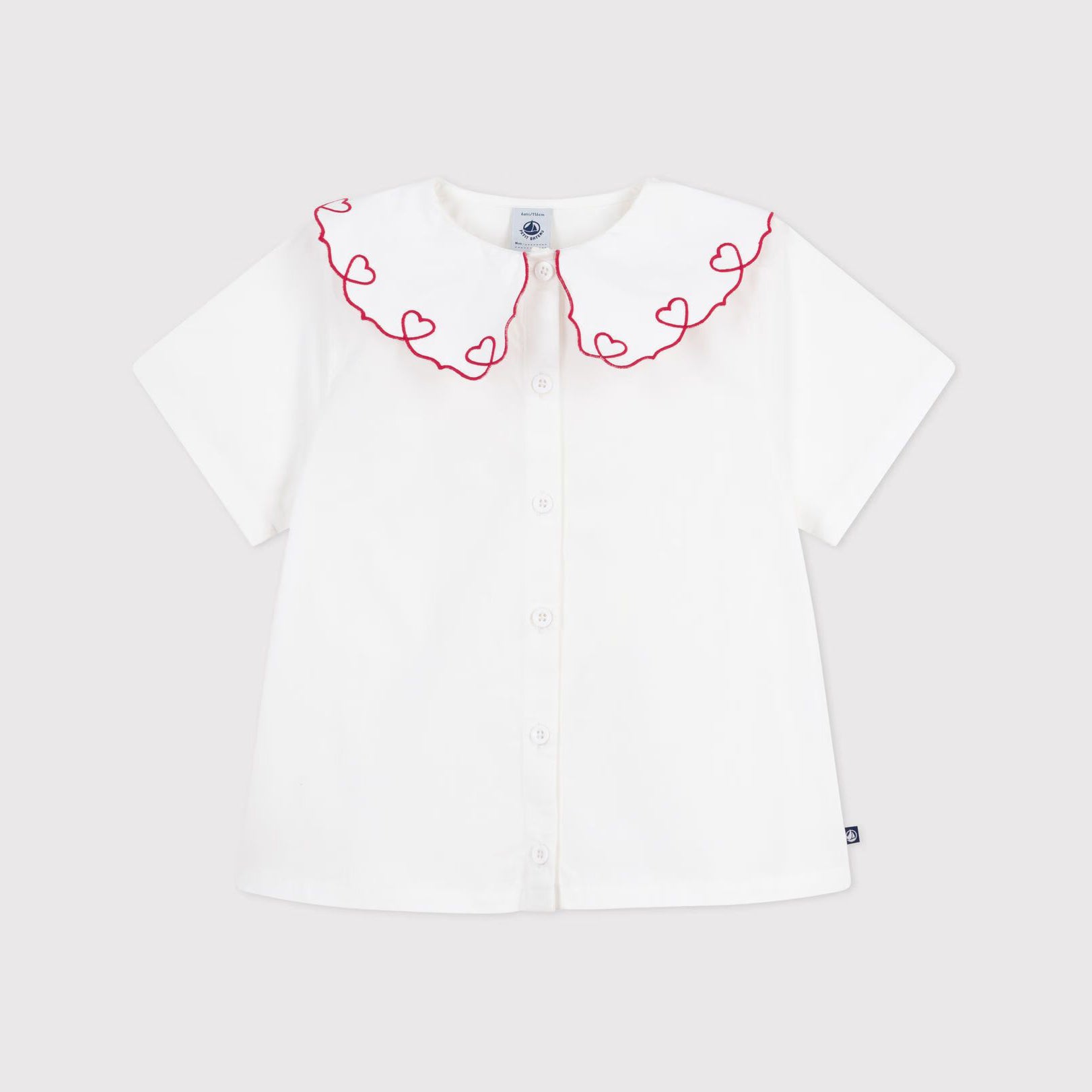 Girls White Ruffled Cotton Shirt