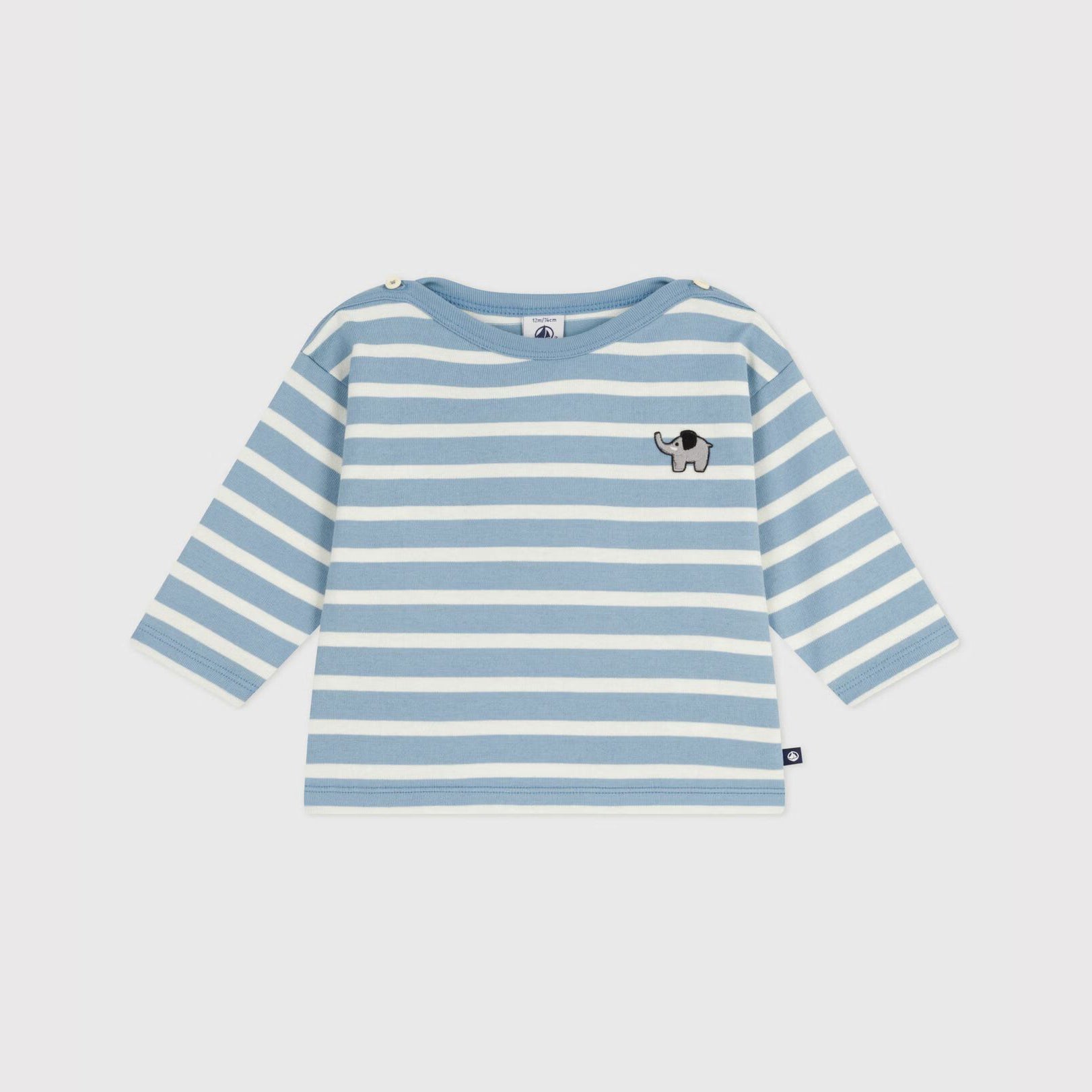 Baby Boys Light Blue Stripes Cotton T-Shirt