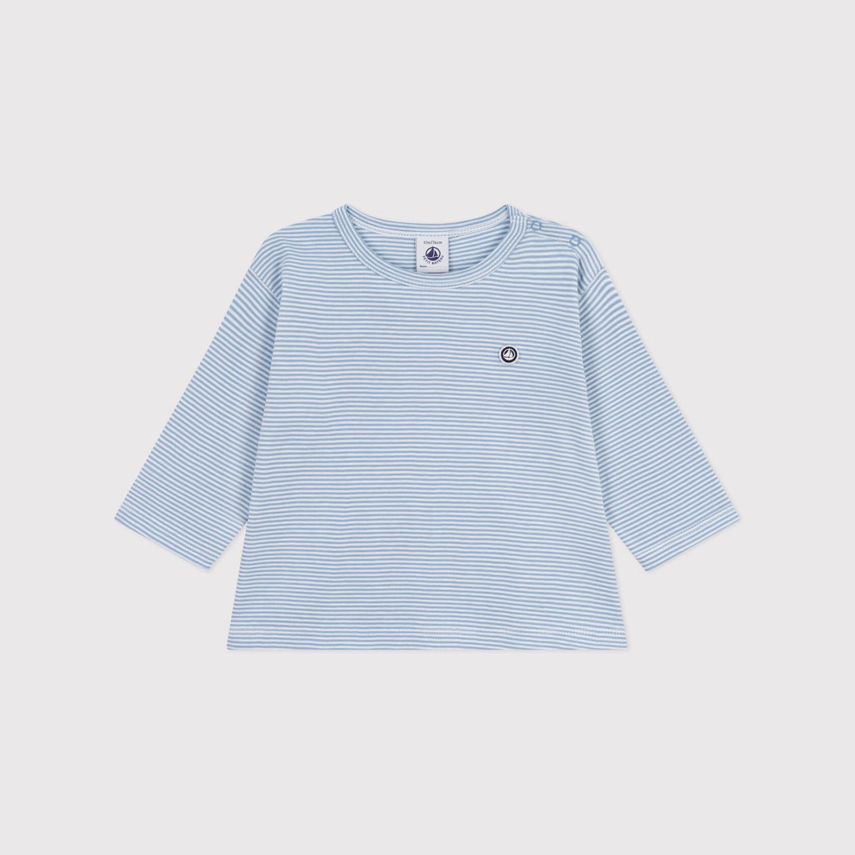 Baby Boys Light Blue Stripes Cotton T-Shirt