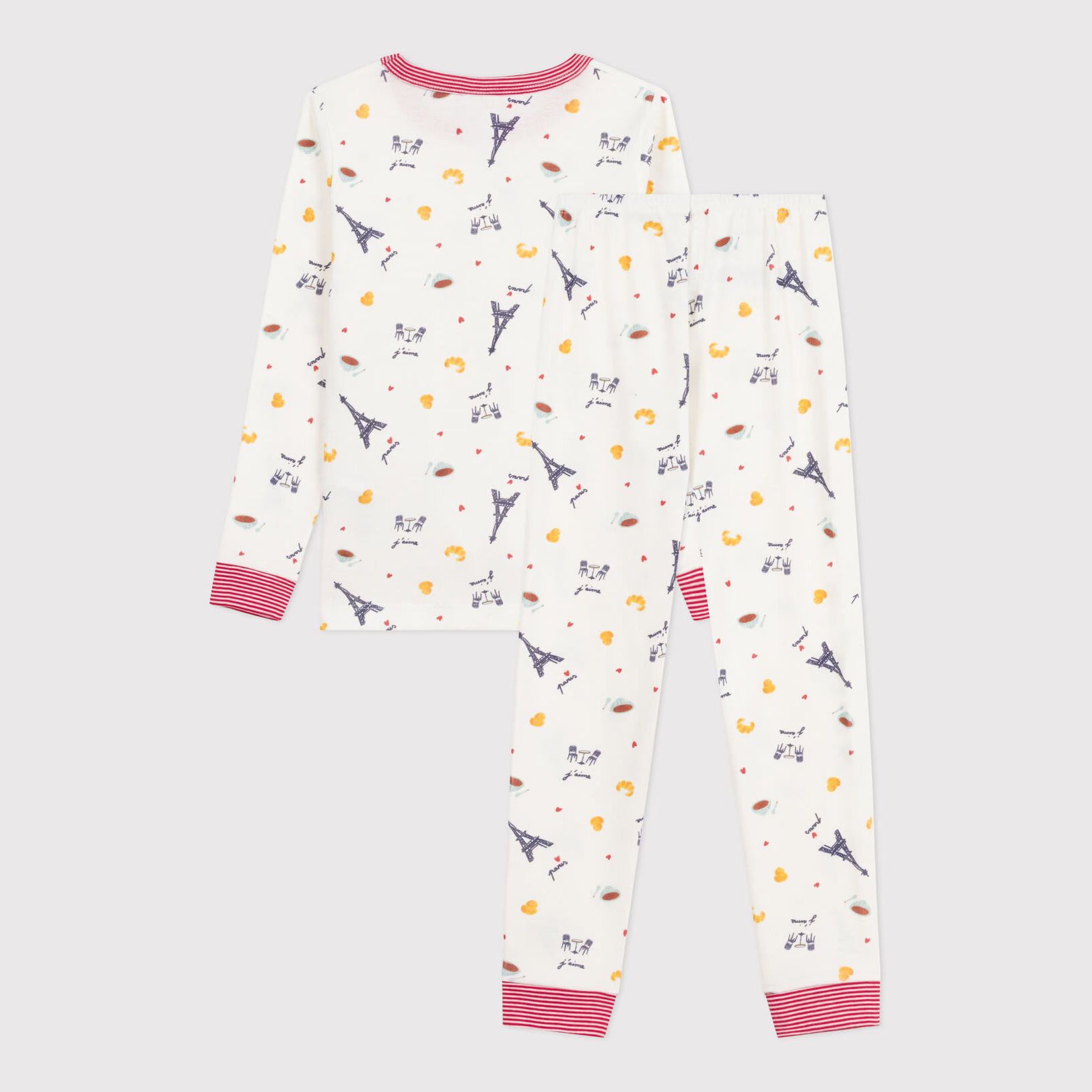 Boys & Girls White Printed Cotton Nightwear Set With Fitted Legs