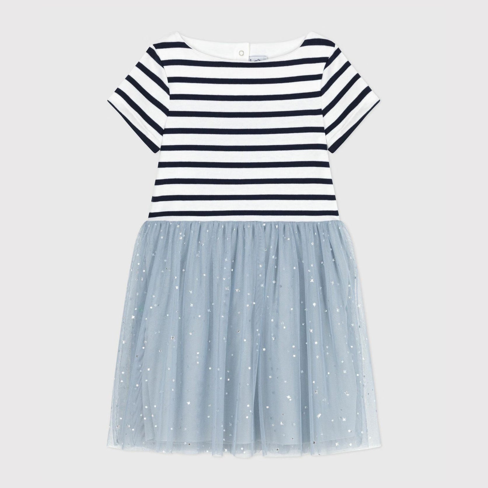 Girls Dark Blue Stripes Cotton Dress