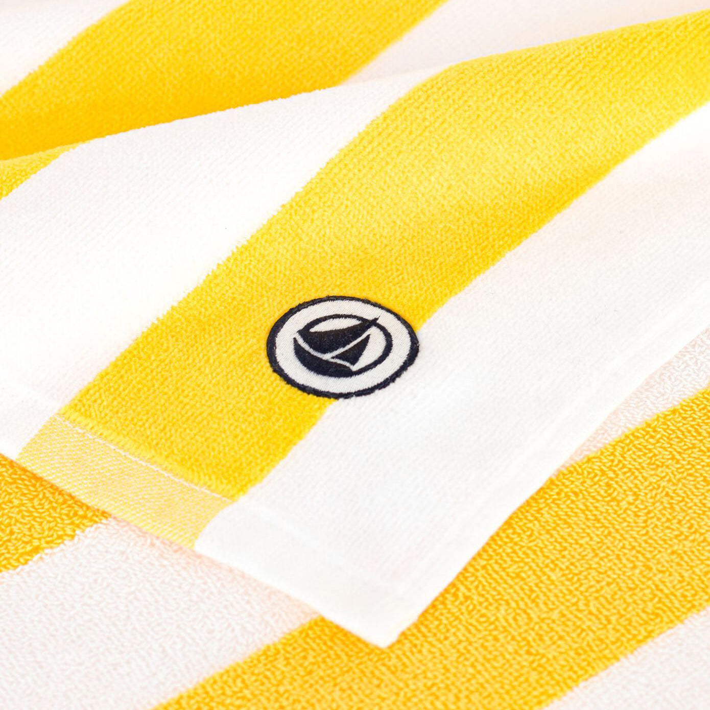 Serviette de plage en éponge de coton à rayures jaunes (90 x 150 cm)