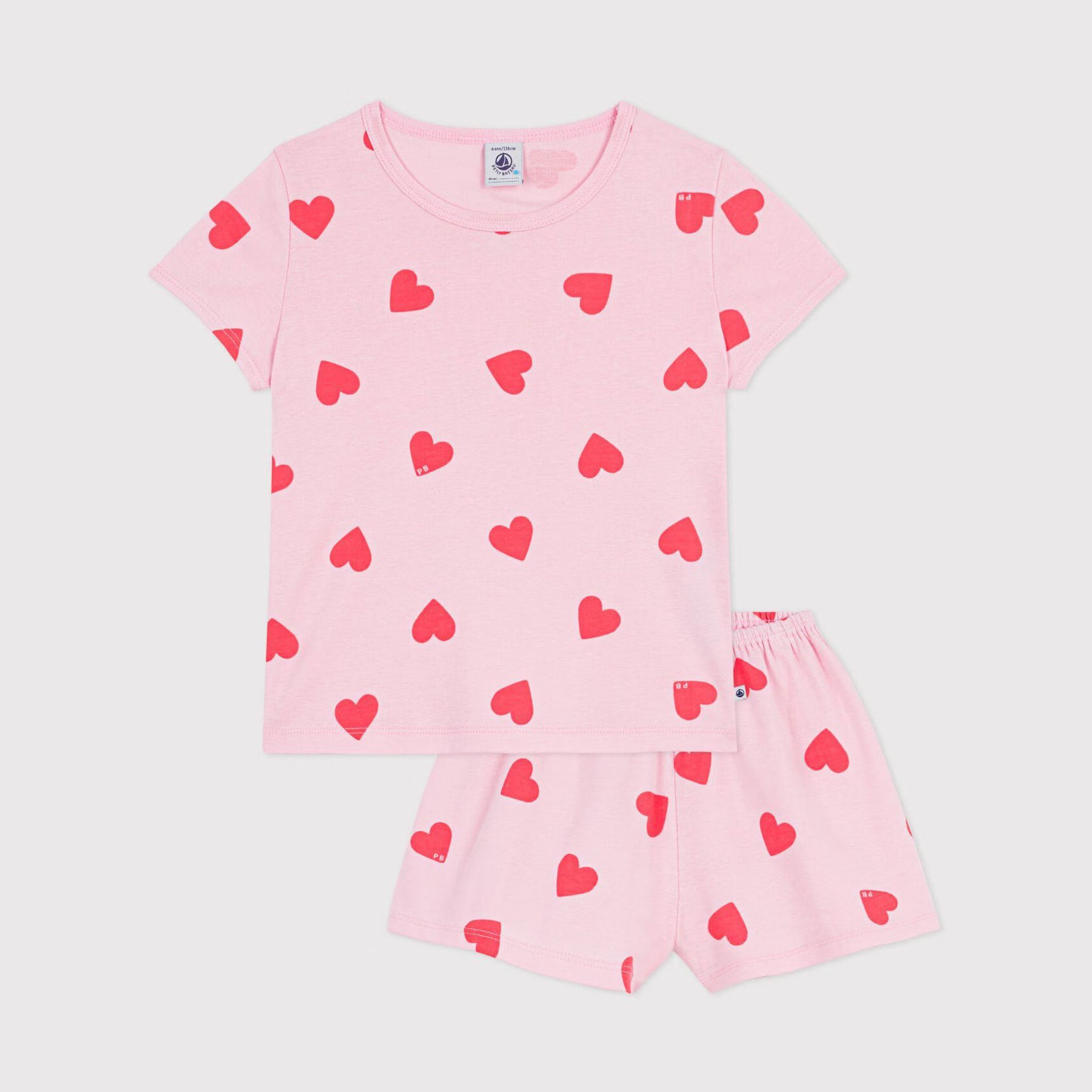 Girls Pink Heart Cotton Nightwear Set
