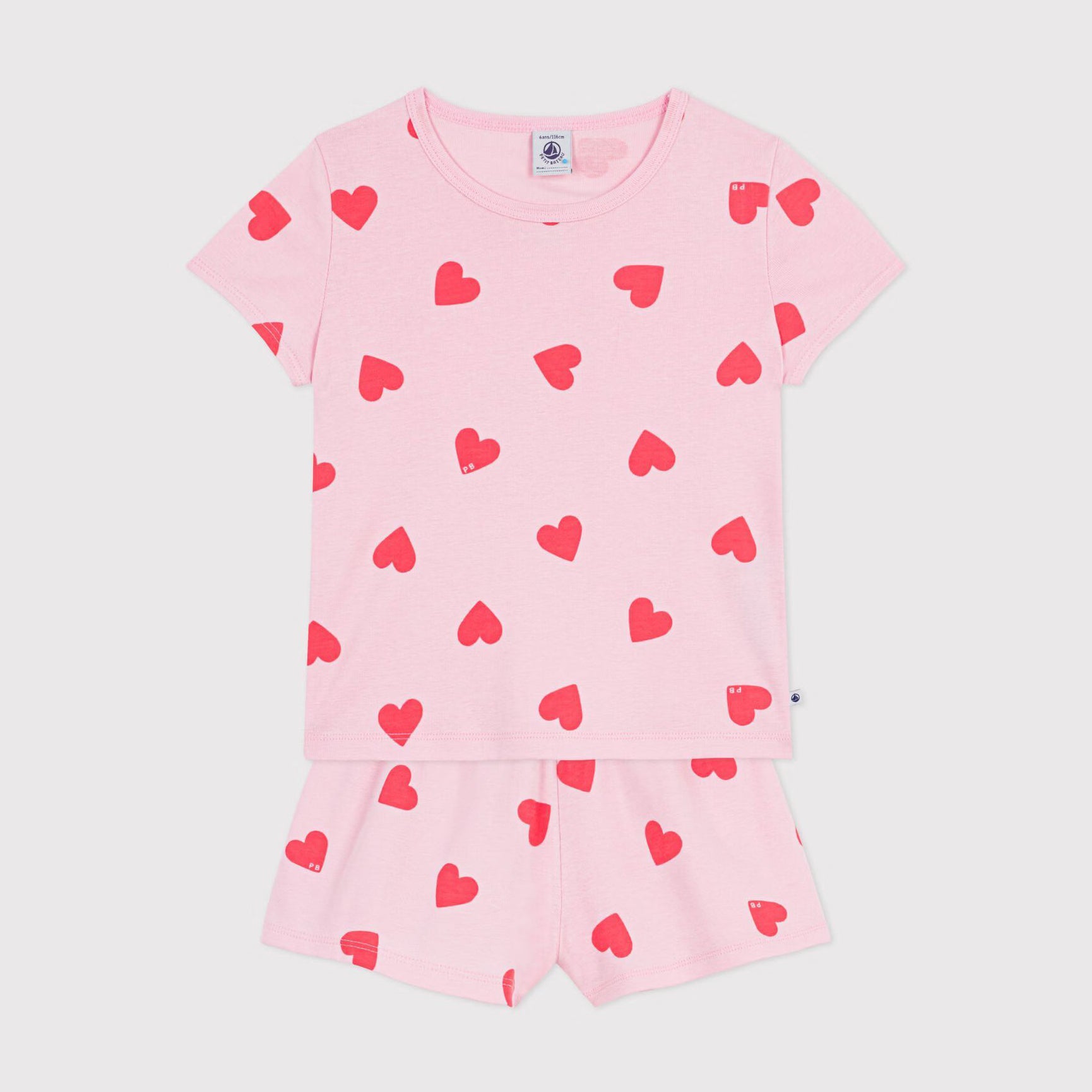 Girls Pink Heart Cotton Nightwear Set