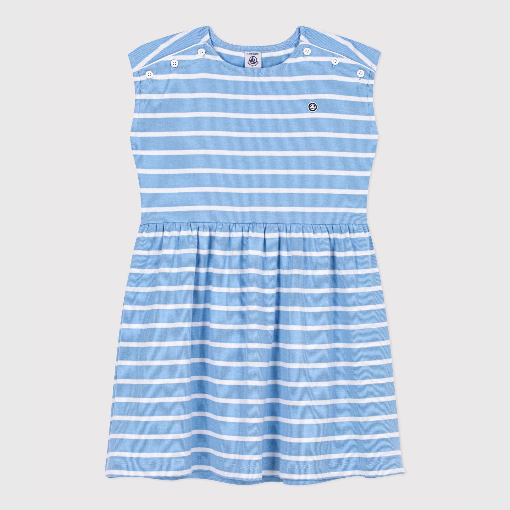 Girls Blue Stripes Cotton Dress