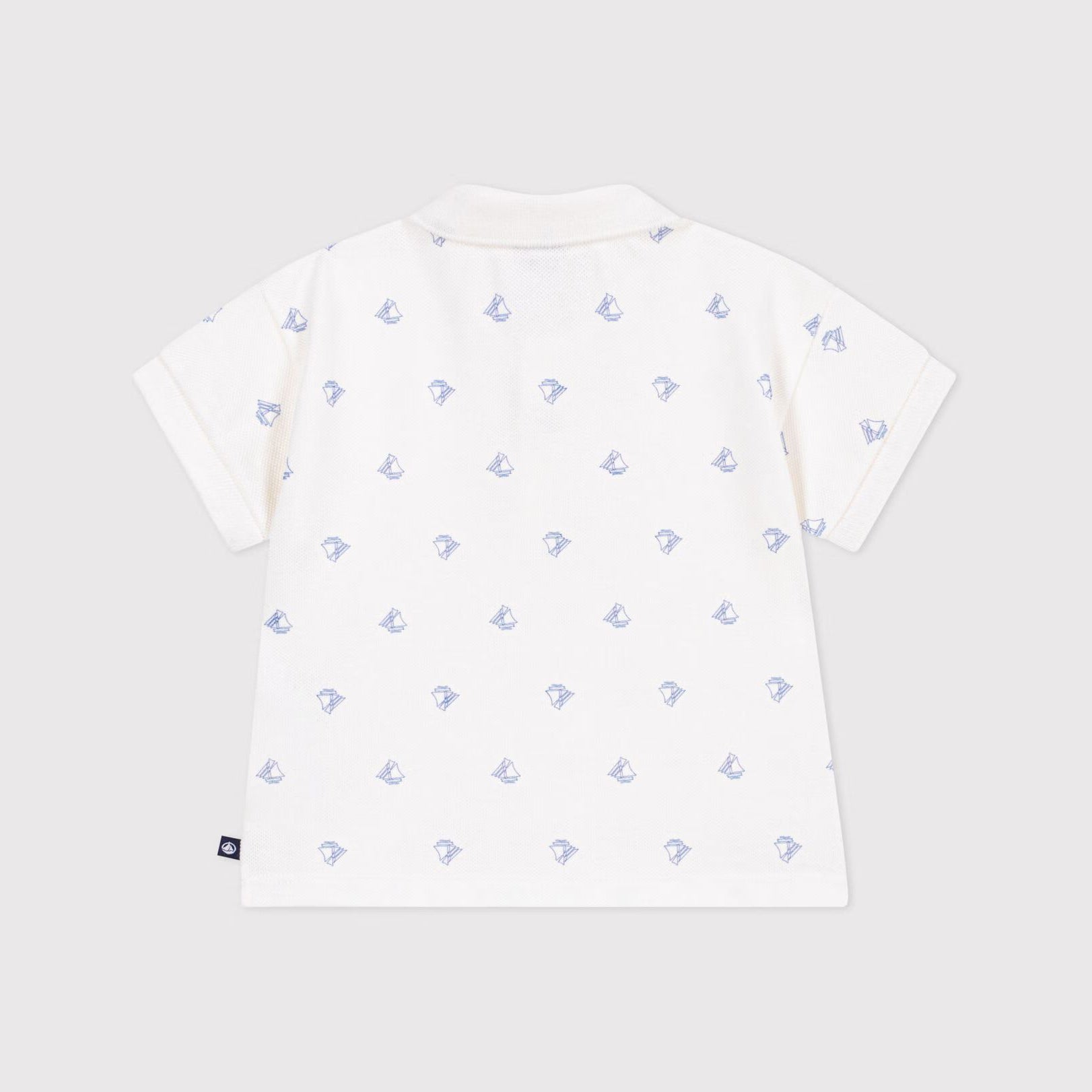 Baby Boys White Printed Cotton Polo Shirt