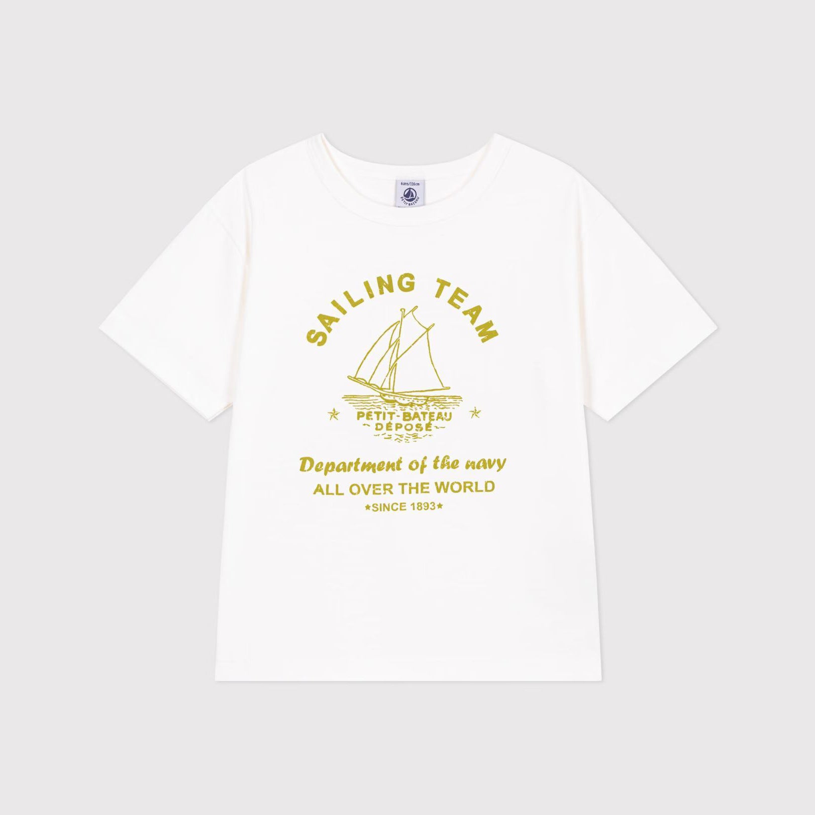 Boys White Sailboat Logo Cotton T-Shirt