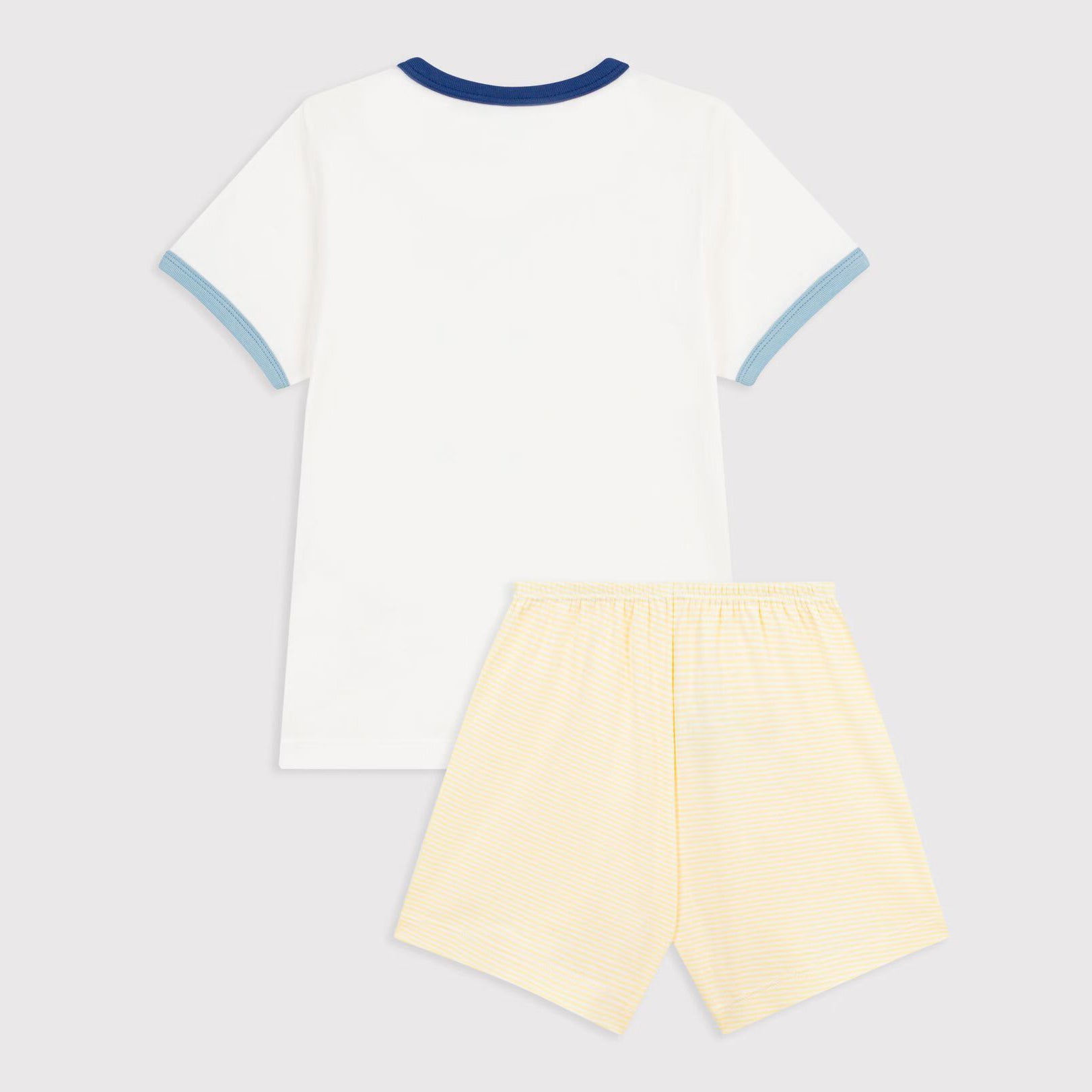 Boys White & Yellow Printed Cotton Nightwear Set