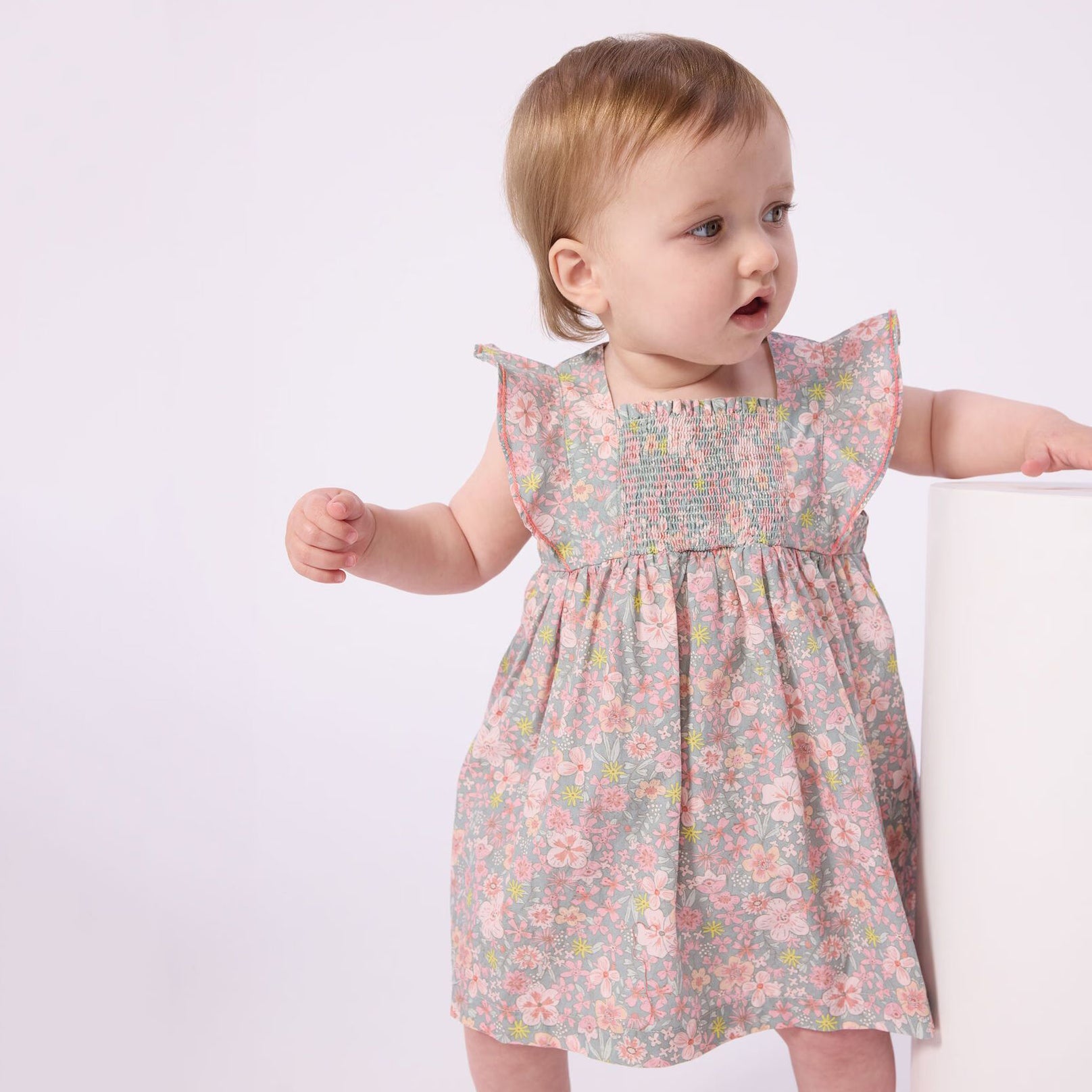 Baby Girls Pink Floral Cotton Dress