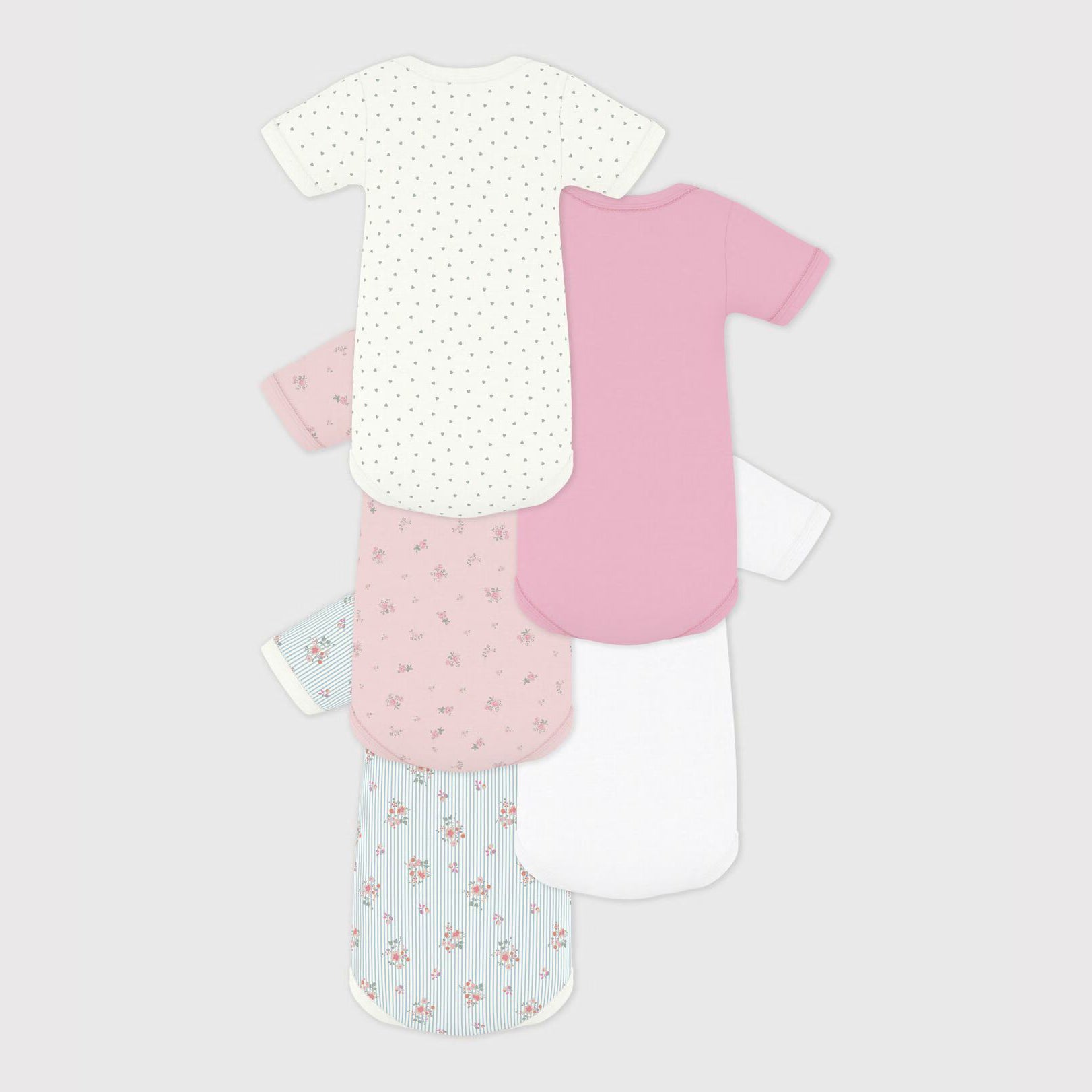 Baby Girls Multicolor Cotton Babysuit Set(5 Pack)