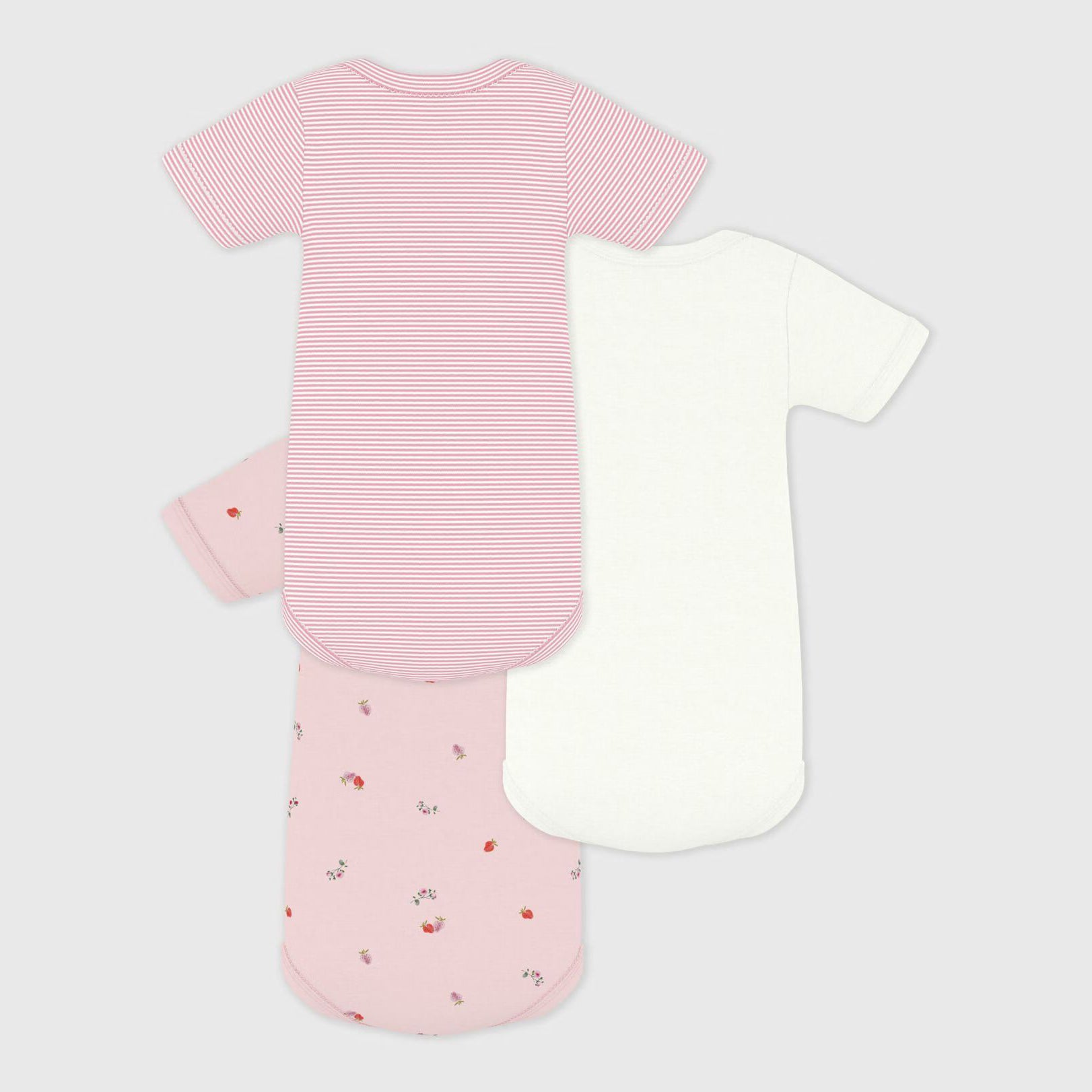 Baby Girls Pink Cotton Babysuit Set(3 Pack)