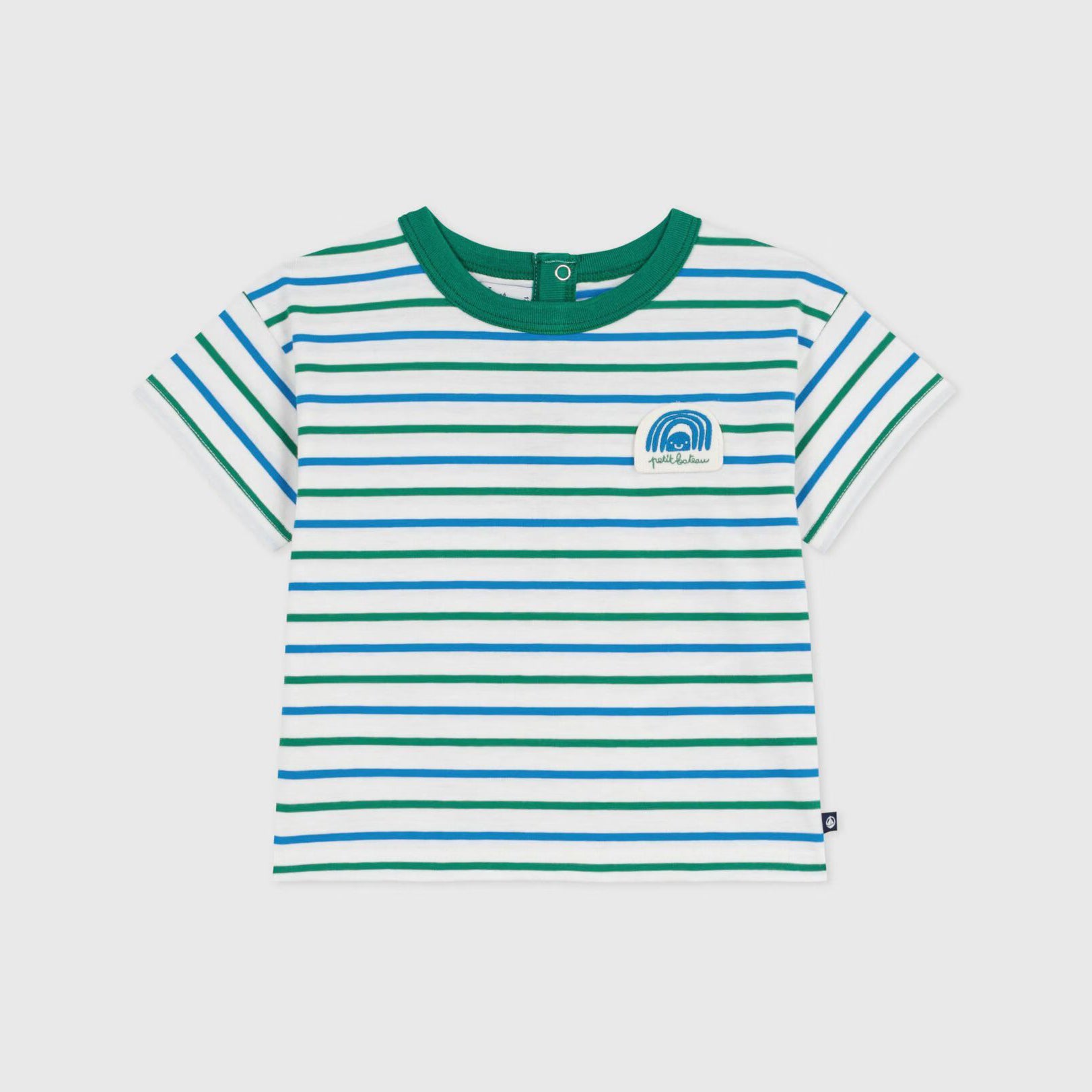 Baby Boys Green Stripes Cotton T-Shirt