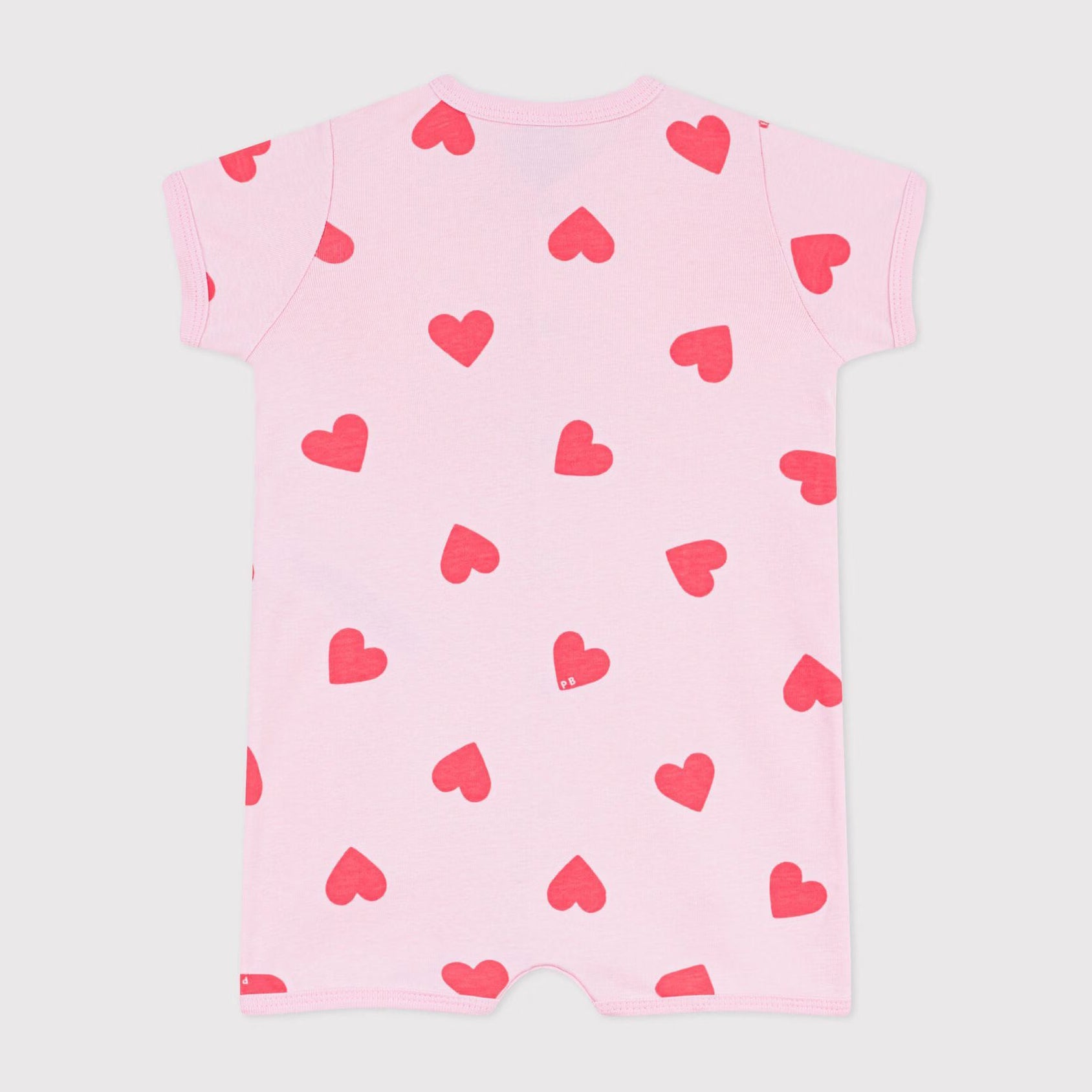 Baby Girls Pink Heart Cotton Babysuit